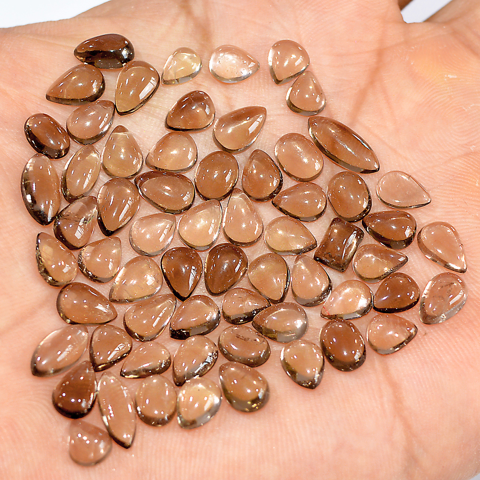 60 Pcs 61 Cts Natural Smoky Quartz Mixed Shape Cabochon Loose Gemstone Lot 10x4 5x4mm 16896