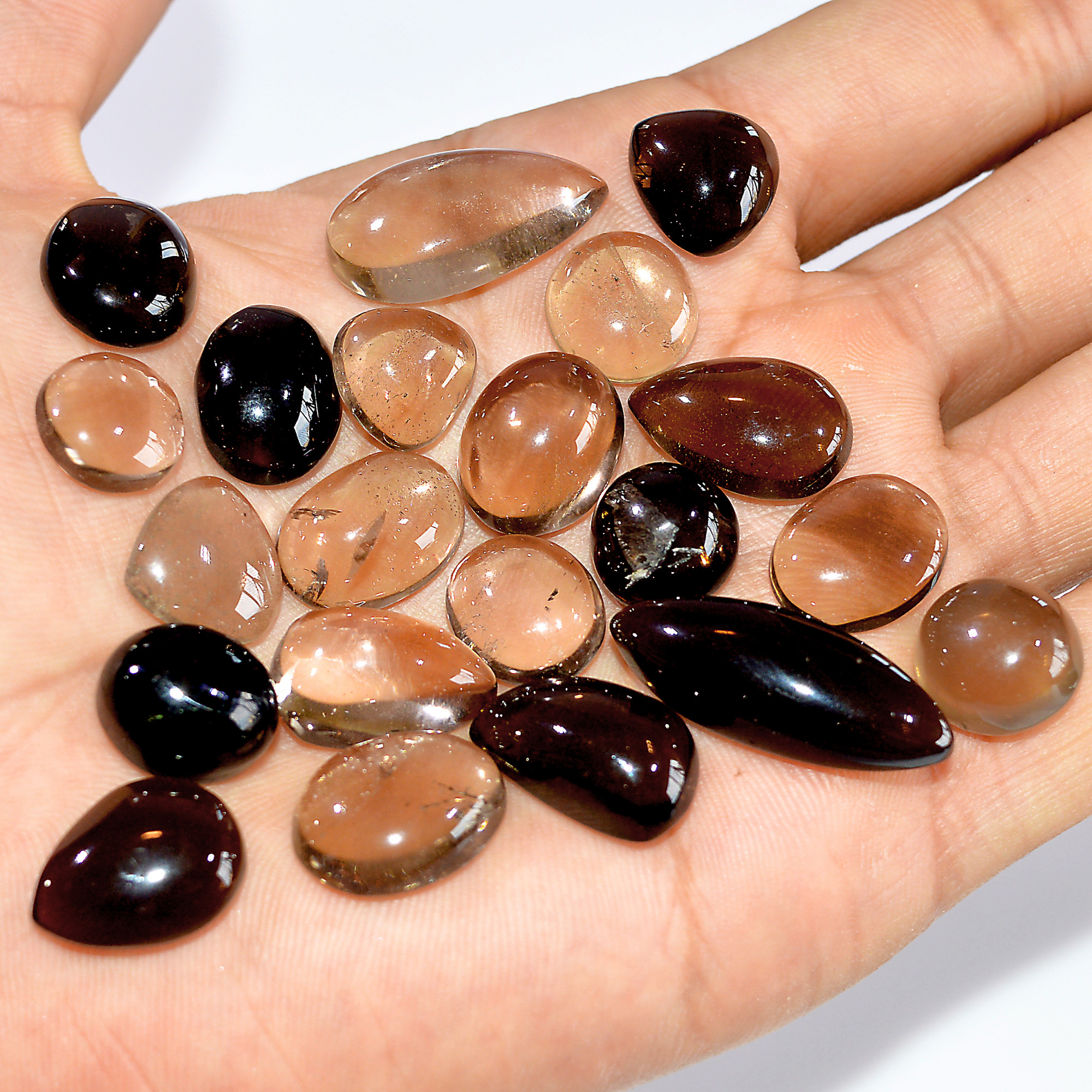21 Pcs 243 Cts Natural Smoky Quartz Mixed Shape Cabochon Loose Gemstone Lot 29x10 10x10mm 16903