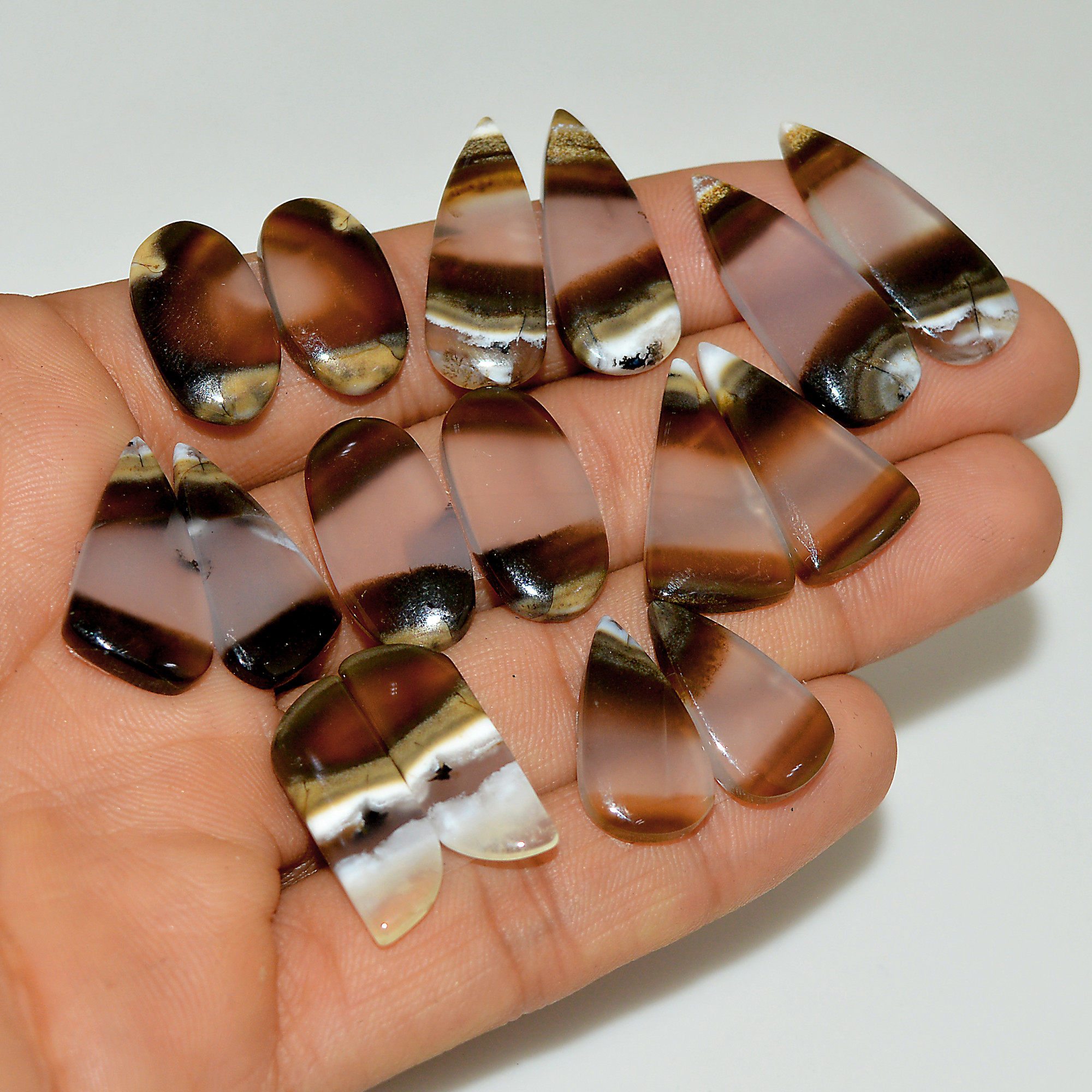 8 Pairs 138 Cts Natural White Dendrite Agate Cabochon Pair Lot Dendrite Opal Dangle Drop Silver Earrings For Women 26x10 17x10mm 16936