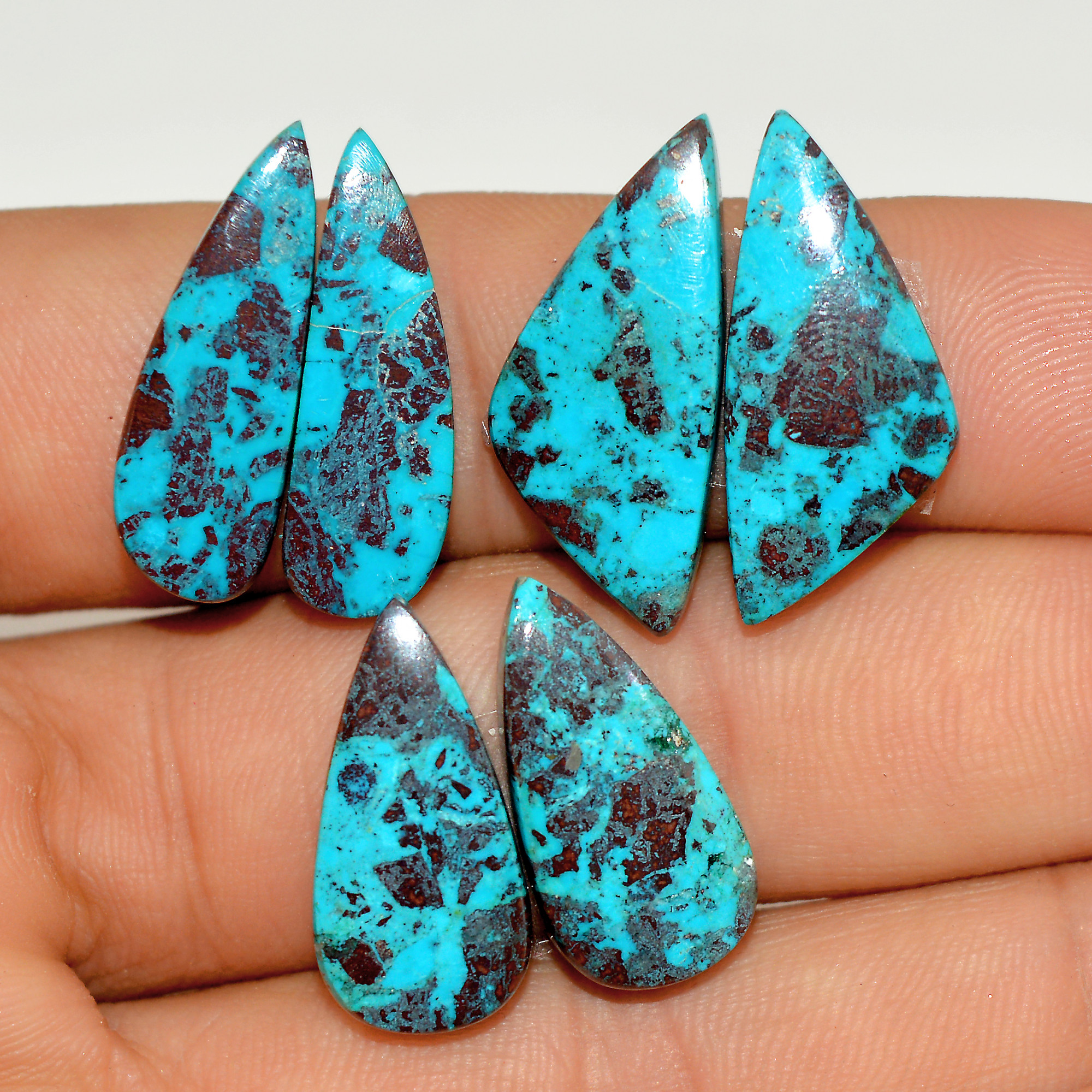 3 Pairs 40 Cts Natural Green Chrysocolla Cabochon Pair Lot Chrysocolla Dangle Drop Silver Earrings Jewelry For Women 24x10 20x10mm 16963