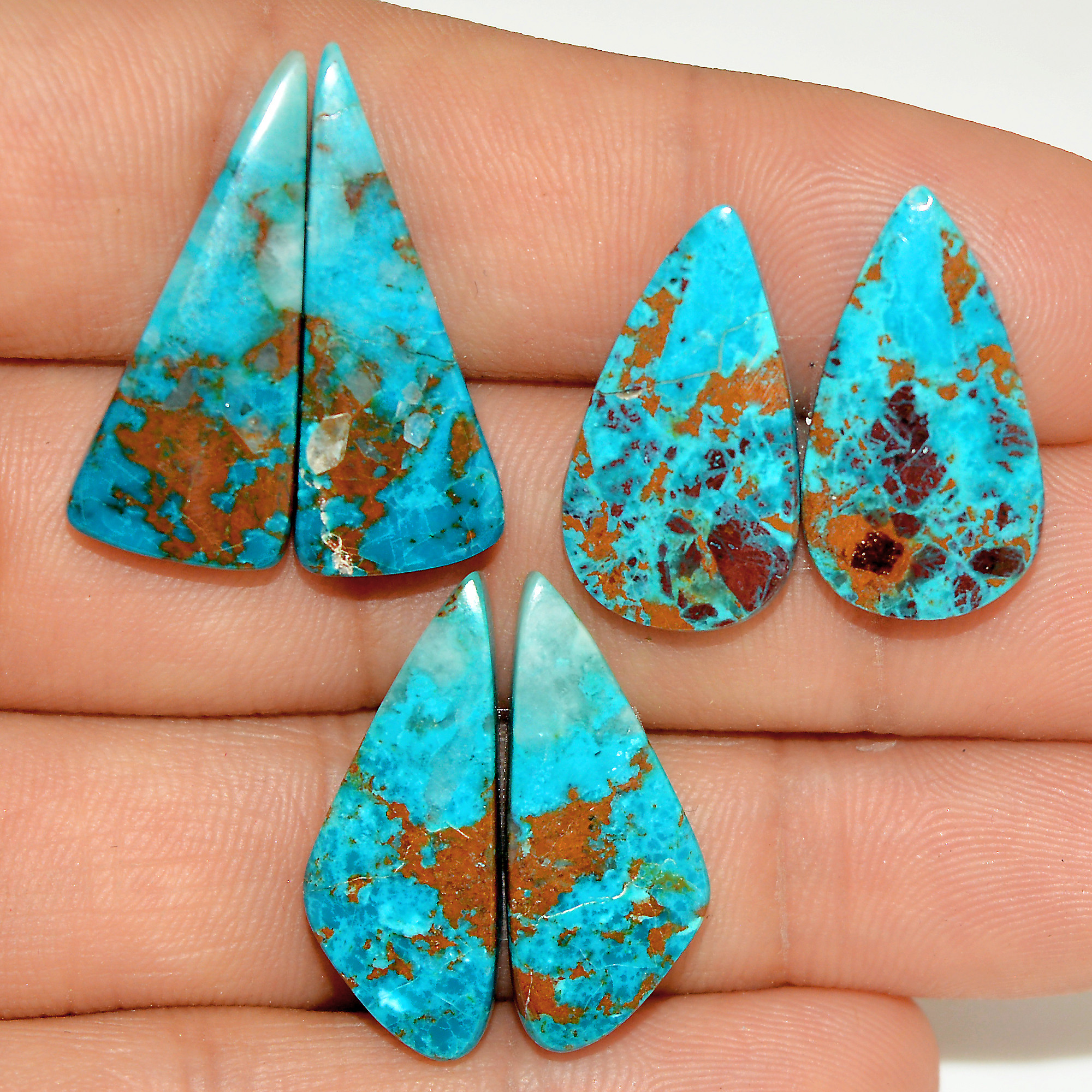 3 Pairs 46 Cts Natural Green Chrysocolla Cabochon Pair Lot Chrysocolla Dangle Drop Silver Earrings Jewelry For Women 25x10 20x10mm 16968