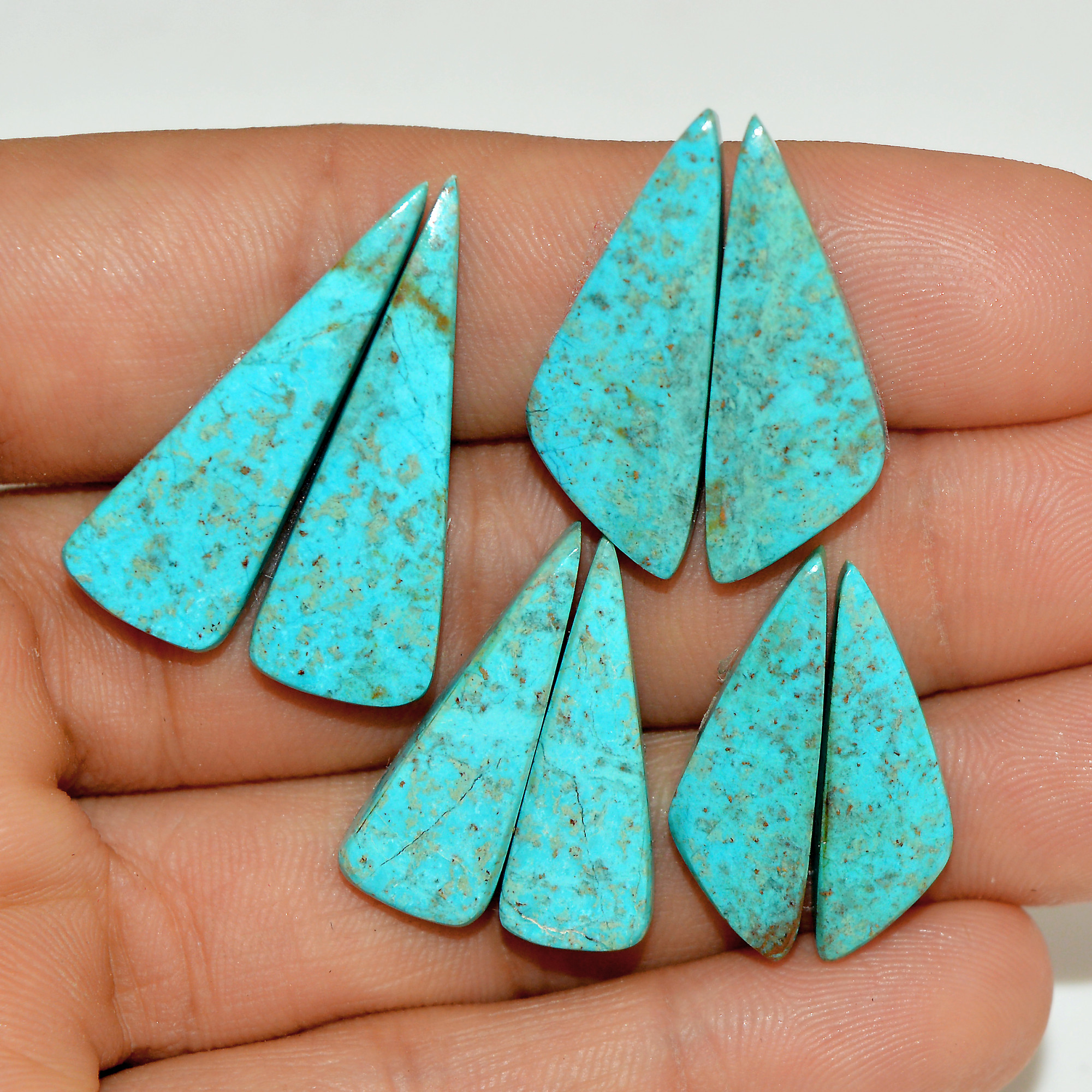 4 Pairs 52 Cts Natural Green Chrysocolla Cabochon Pair Lot Chrysocolla Dangle Drop Silver Earrings Jewelry For Women 30x10 24x5mm 16980