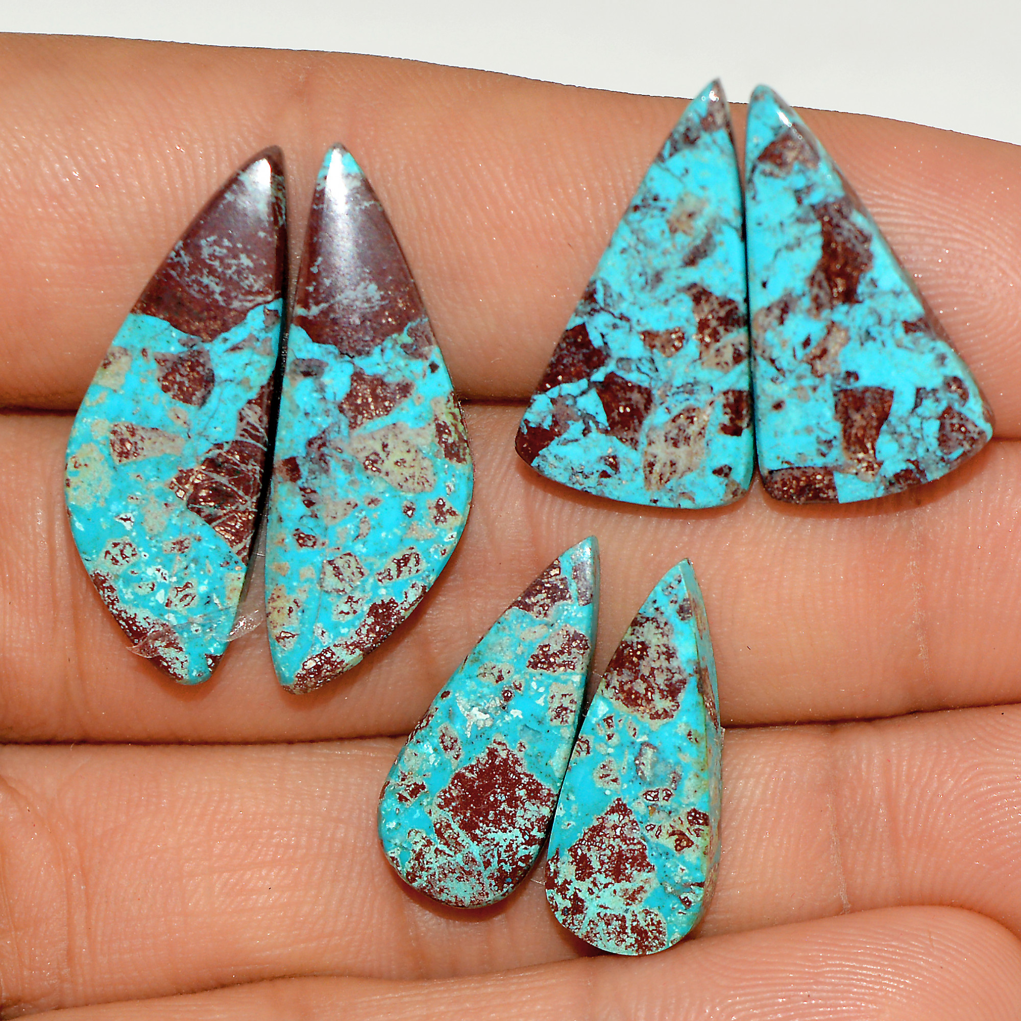3 Pairs 37 Cts Natural Green Chrysocolla Cabochon Pair Lot Chrysocolla Dangle Drop Silver Earrings Jewelry For Women 30x10 20x8mm 16982
