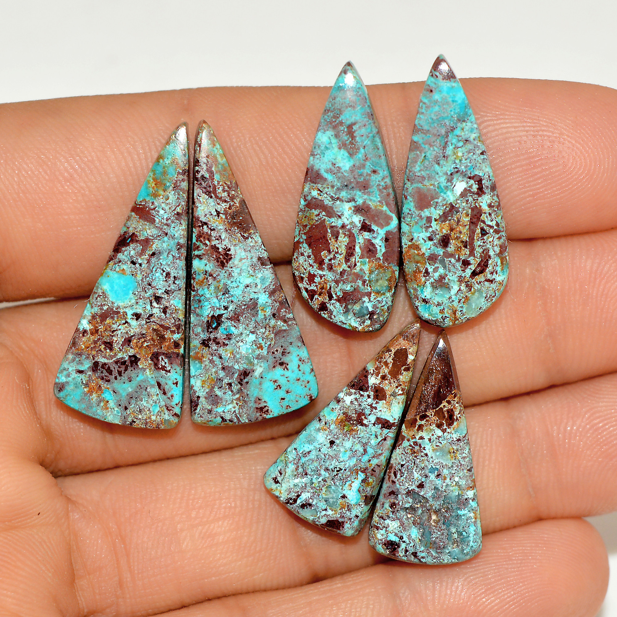 3 Pairs 58 Cts Natural Green Chrysocolla Cabochon Pair Lot Chrysocolla Dangle Drop Silver Earrings Jewelry For Women 30x11 23x10mm 16991