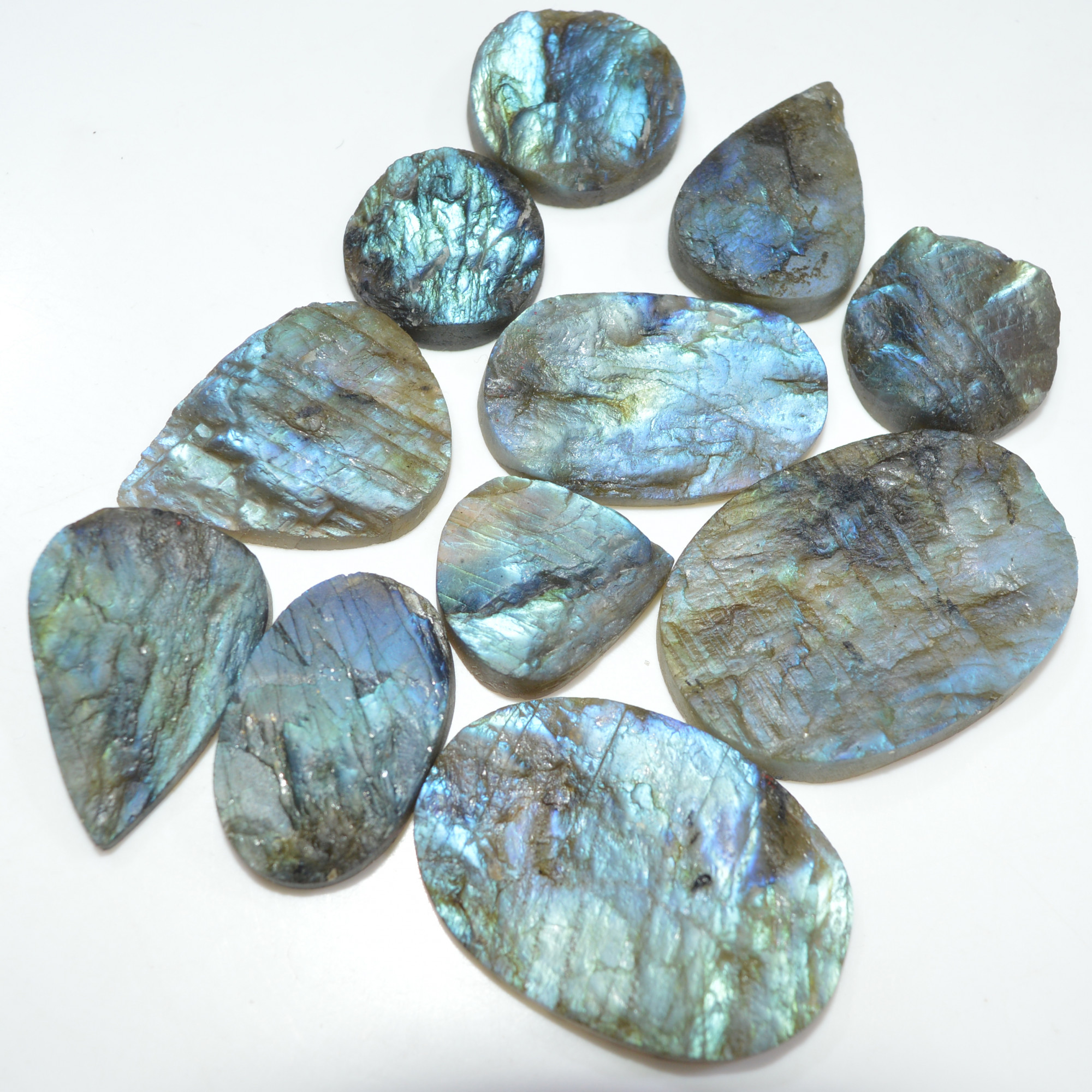 11 Pcs 450 Cts Natural Labradorite Druzy Loose Gemstone Lot Jewelry Making Semi-Precious Gemstone 40x26 20x20mm 17000