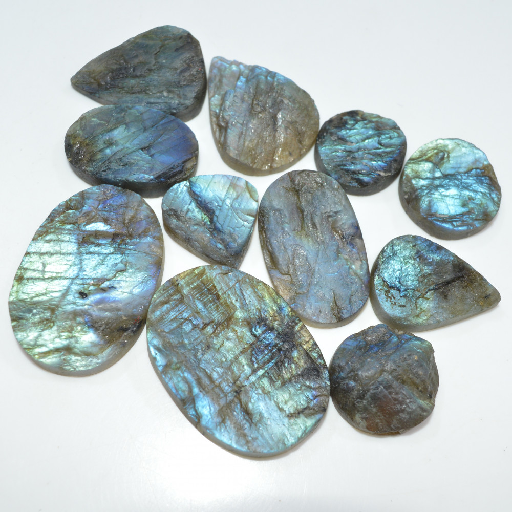 Image of 11 Pcs 450 Cts Natural Labradorite Druzy Loose Gemstone Lot Jewelry Making Semi-Precious Gemstone 40x26 20x20mm #17000