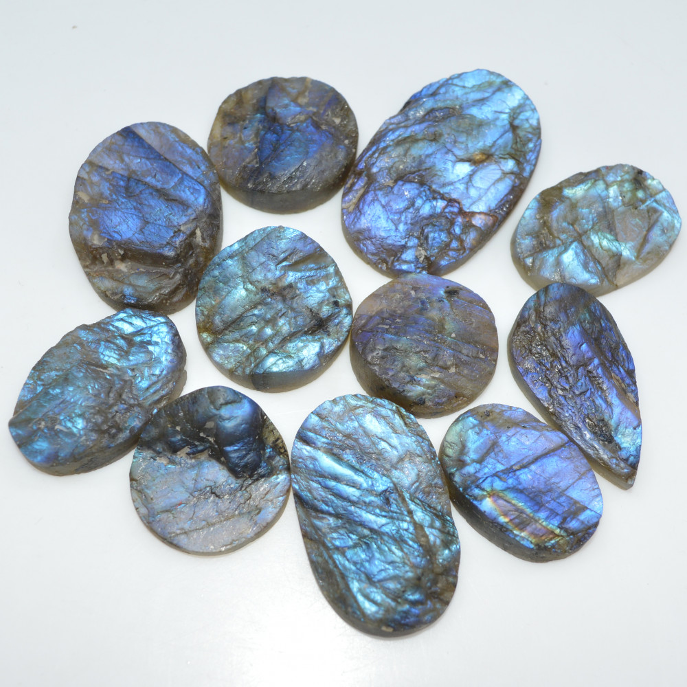 Image of 11 Pcs 486 Cts Natural Labradorite Druzy Loose Gemstone Lot Jewelry Making Semi-Precious Gemstone 40x25 21x21mm #17001