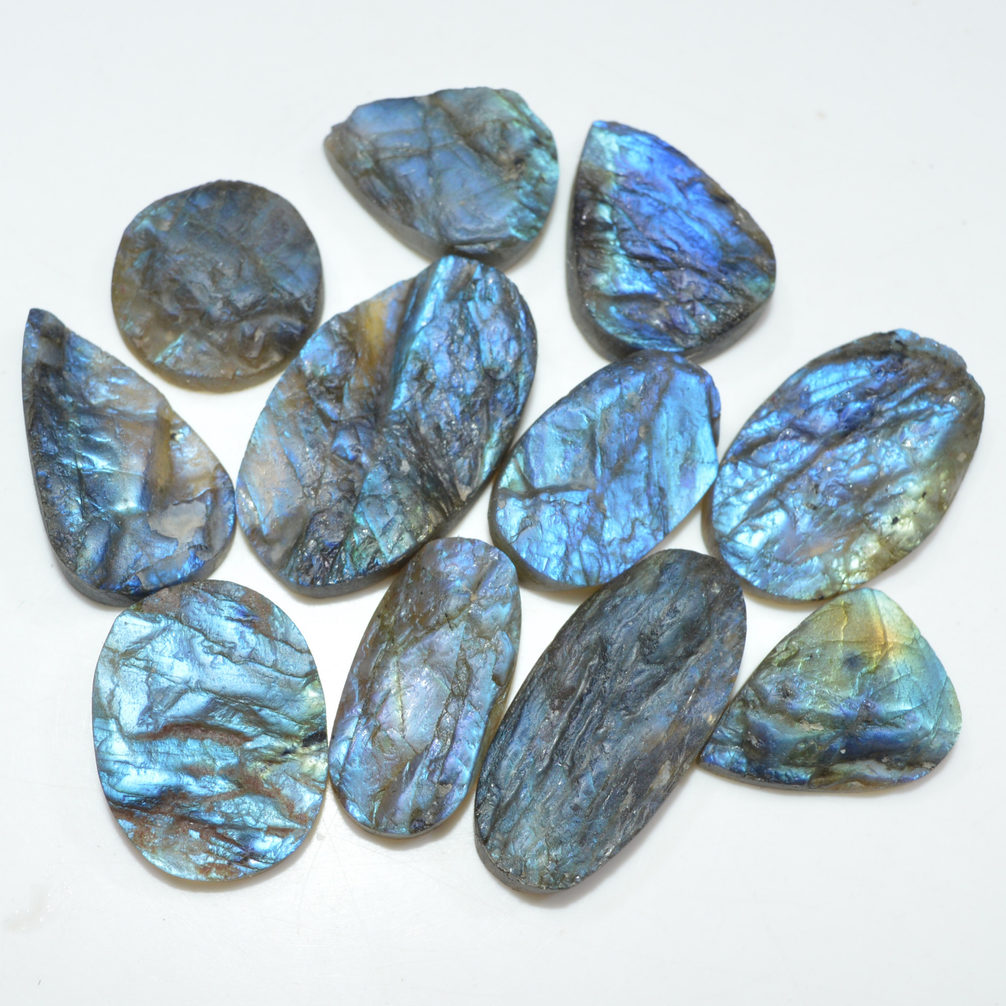 11 Pcs 275 Cts Natural Labradorite Druzy Loose Gemstone Lot Jewelry Making Semi-Precious Gemstone 30x18 16x16mm 17002