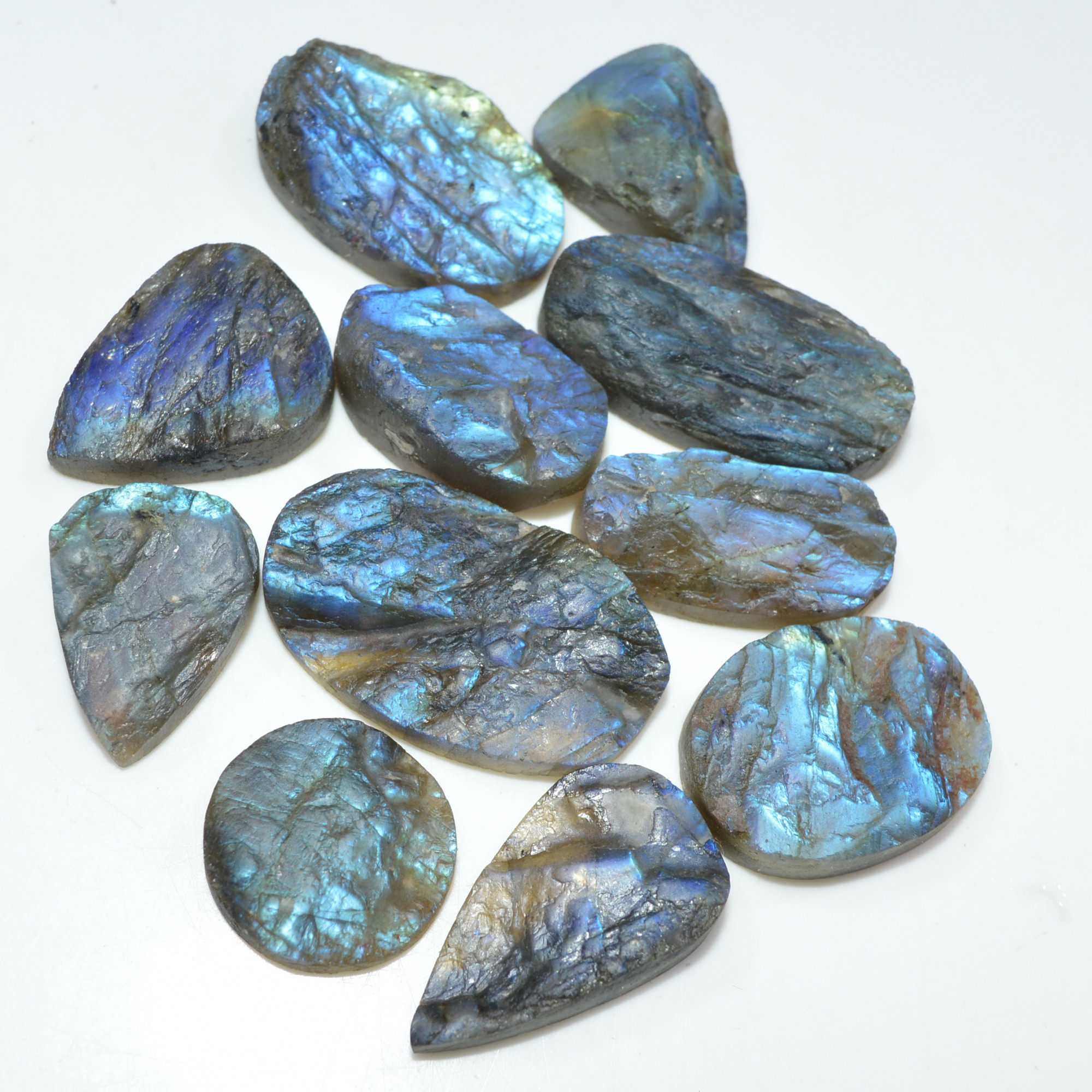 11 Pcs 275 Cts Natural Labradorite Druzy Loose Gemstone Lot Jewelry Making Semi-Precious Gemstone 30x18 16x16mm 17002