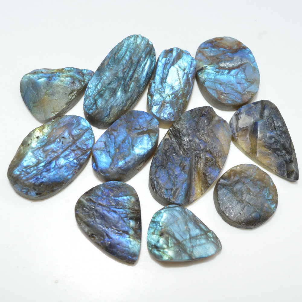 Image of 11 Pcs 275 Cts Natural Labradorite Druzy Loose Gemstone Lot Jewelry Making Semi-Precious Gemstone 30x18 16x16mm #17002