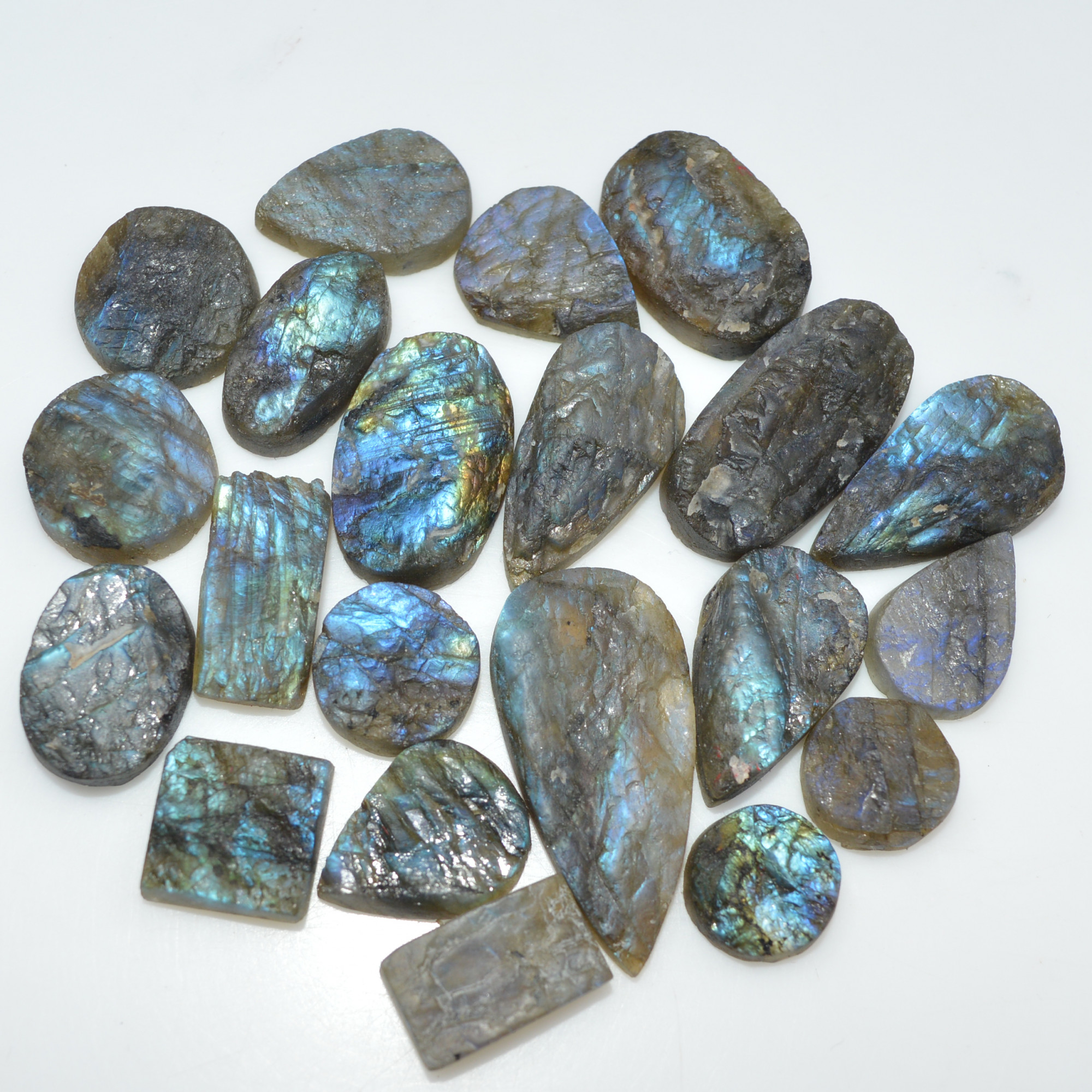 21 Pcs 273 Cts Natural Labradorite Druzy Loose Gemstone Lot Jewelry Making Semi-Precious Gemstone 31x15 10x10mm 17003