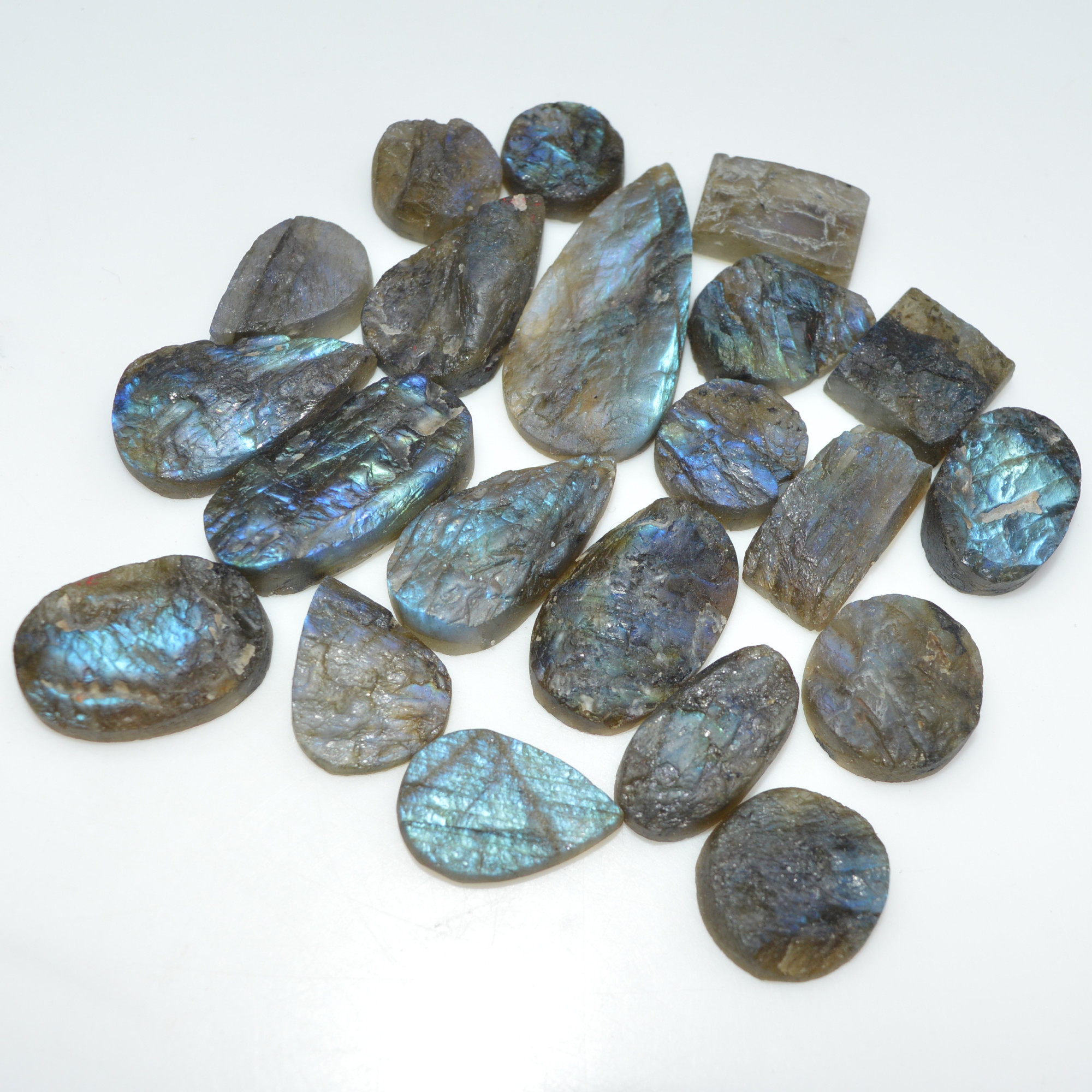 21 Pcs 273 Cts Natural Labradorite Druzy Loose Gemstone Lot Jewelry Making Semi-Precious Gemstone 31x15 10x10mm 17003