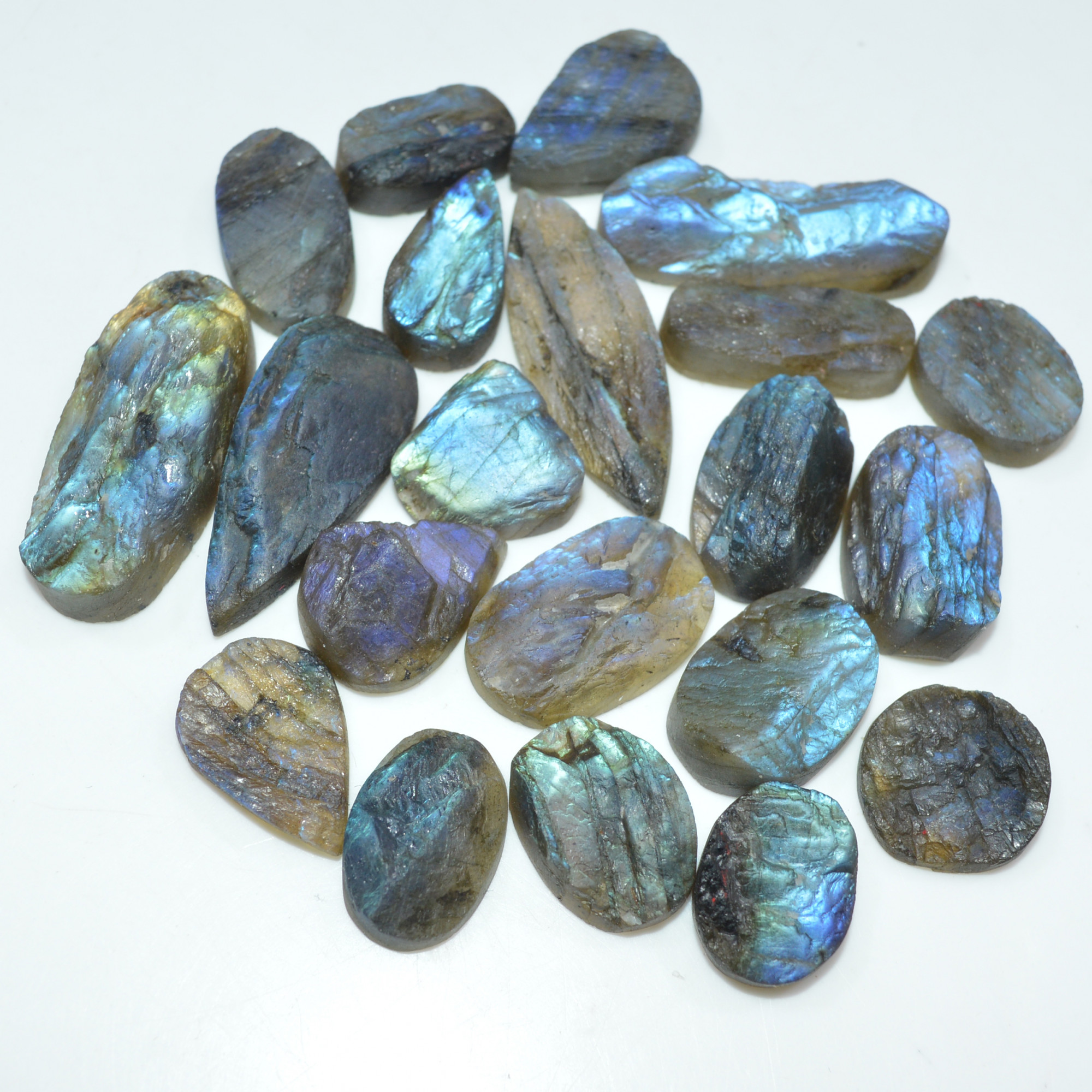 21 Pcs 296 Cts Natural Labradorite Druzy Loose Gemstone Lot Jewelry Making Semi-Precious Gemstone 30x12 14x10mm 17004