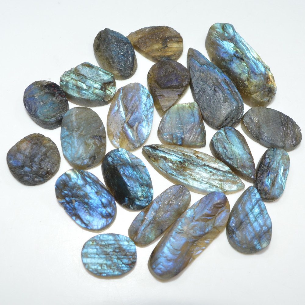 Image of 21 Pcs 296 Cts Natural Labradorite Druzy Loose Gemstone Lot Jewelry Making Semi-Precious Gemstone 30x12 14x10mm #17004