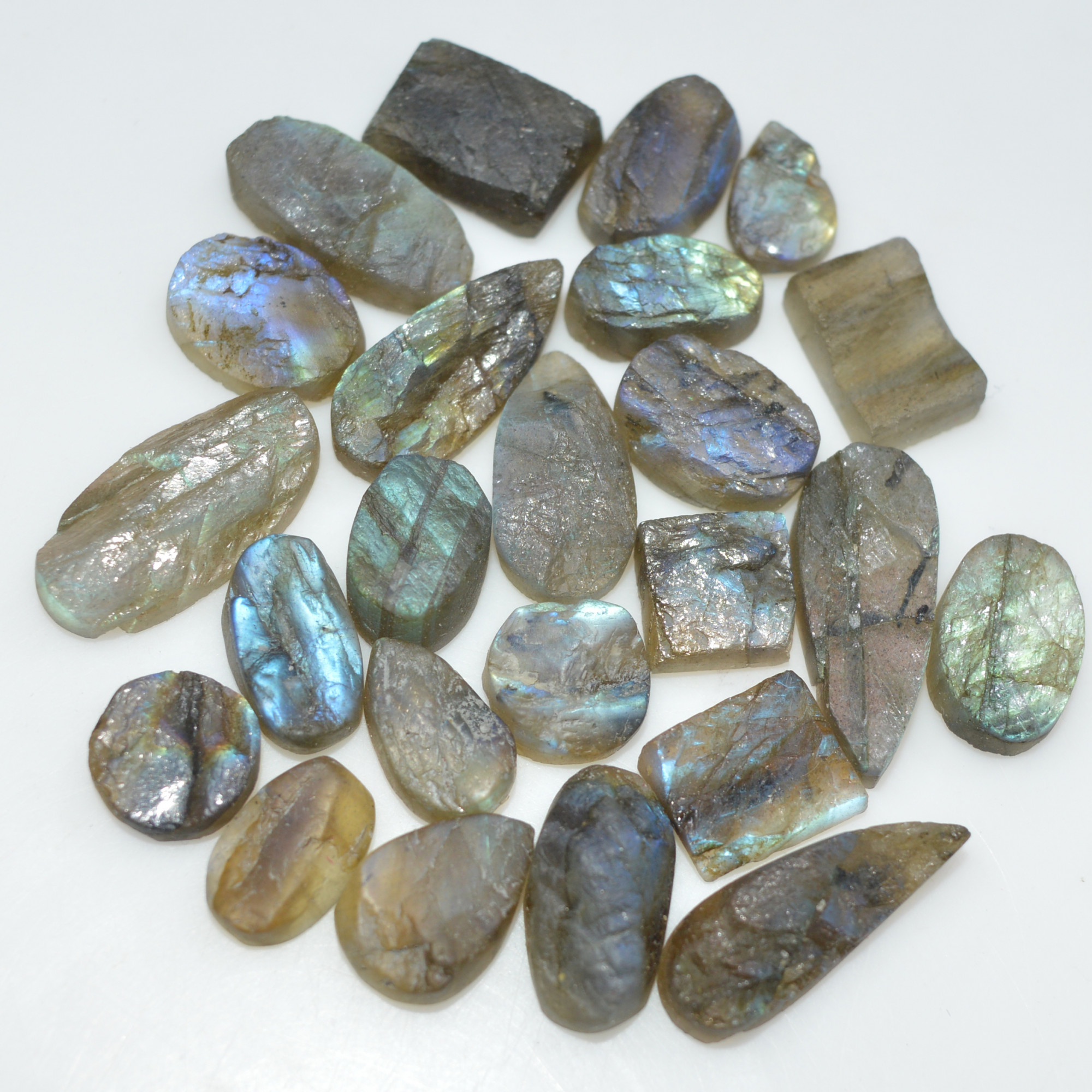 24 Pcs 108 Cts Natural Labradorite Druzy Loose Gemstone Lot Jewelry Making Semi-Precious Gemstone 19x7 6x6mm 17005