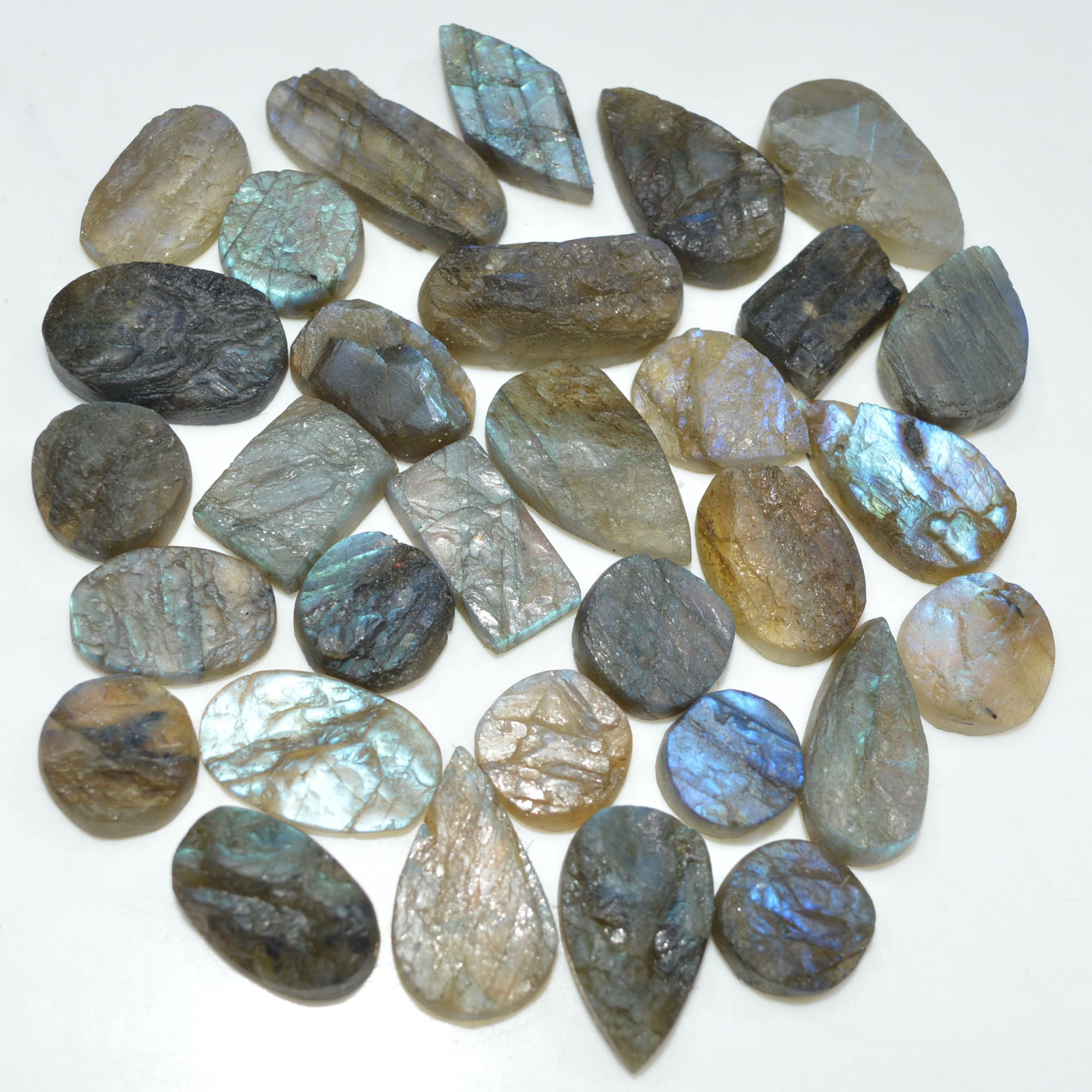 30 Pcs 205 Cts Natural Labradorite Druzy Loose Gemstone Lot Jewelry Making Semi-Precious Gemstone 20x7 10x10mm 17006