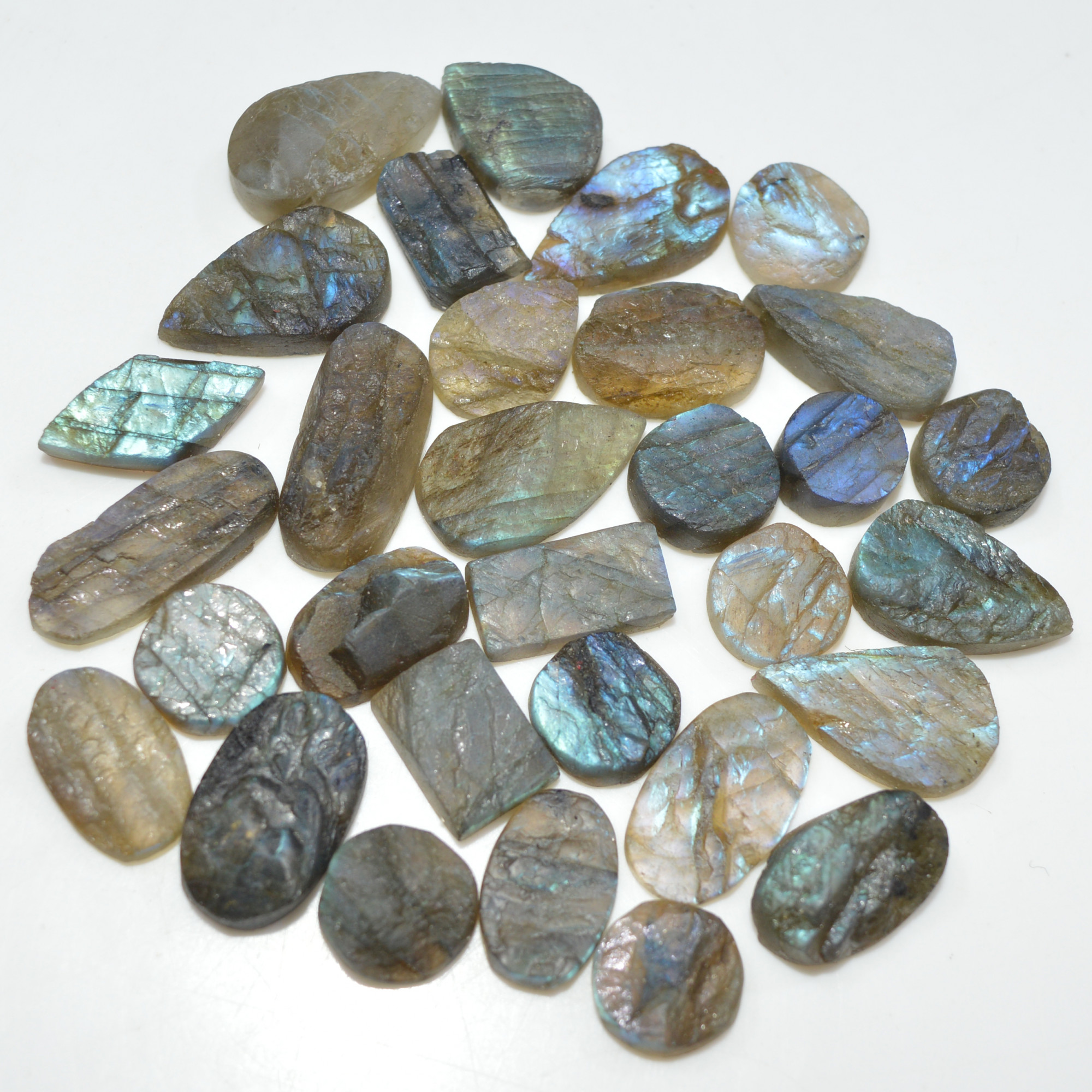 30 Pcs 205 Cts Natural Labradorite Druzy Loose Gemstone Lot Jewelry Making Semi-Precious Gemstone 20x7 10x10mm 17006