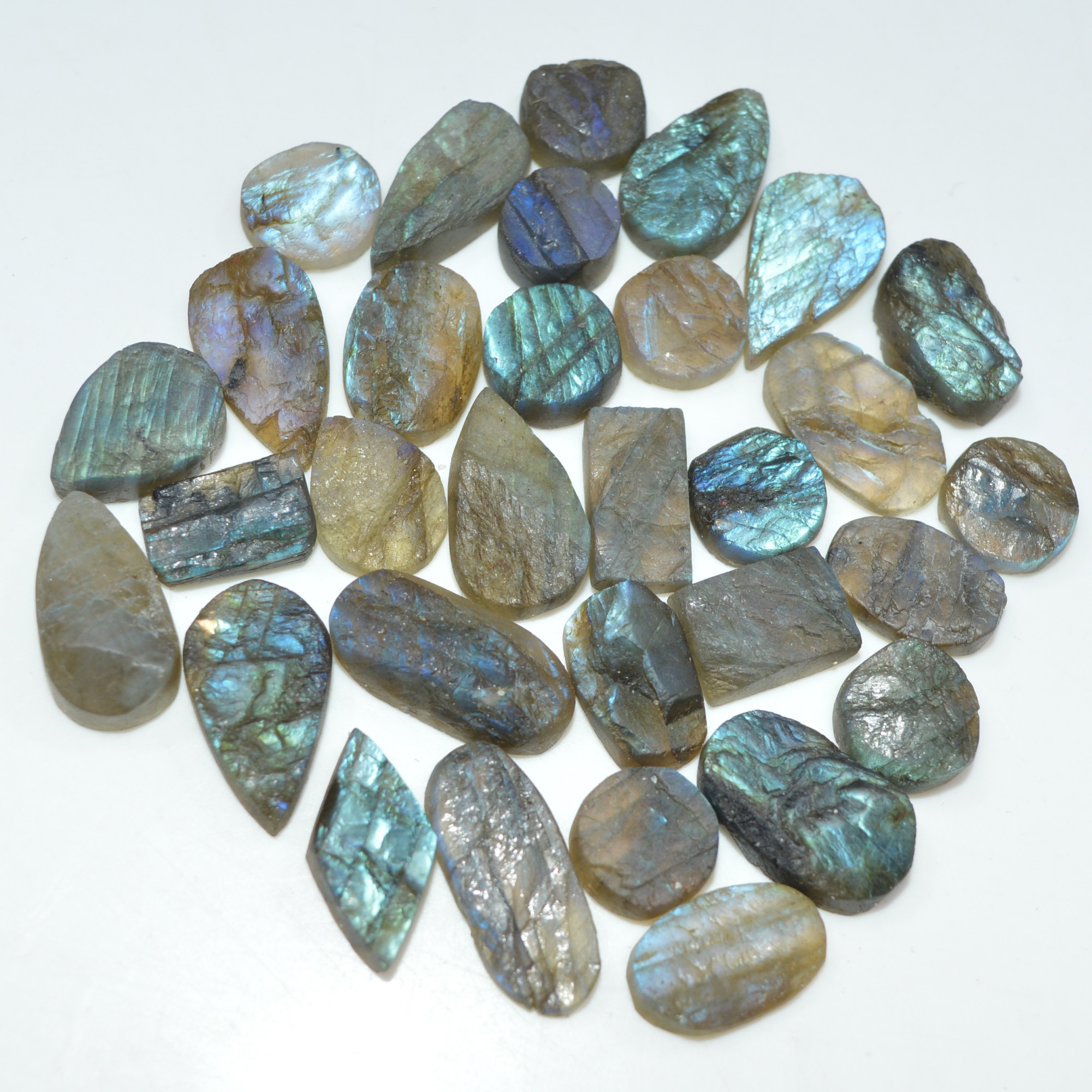 30 Pcs 205 Cts Natural Labradorite Druzy Loose Gemstone Lot Jewelry Making Semi-Precious Gemstone 20x7 10x10mm 17006