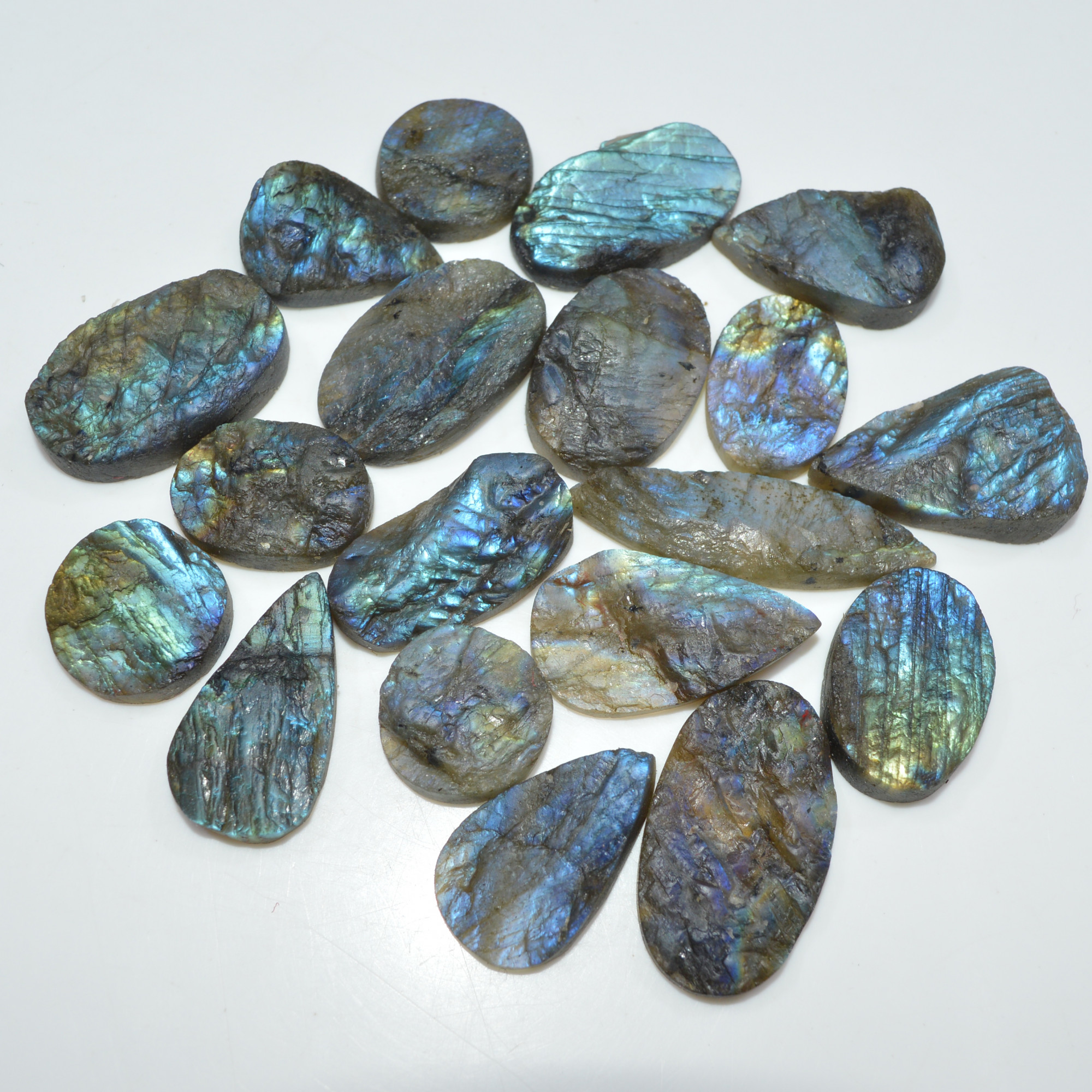 19 Pcs 425 Cts Natural Labradorite Druzy Loose Gemstone Lot Jewelry Making Semi-Precious Gemstone 39x10 15x15mm 17008