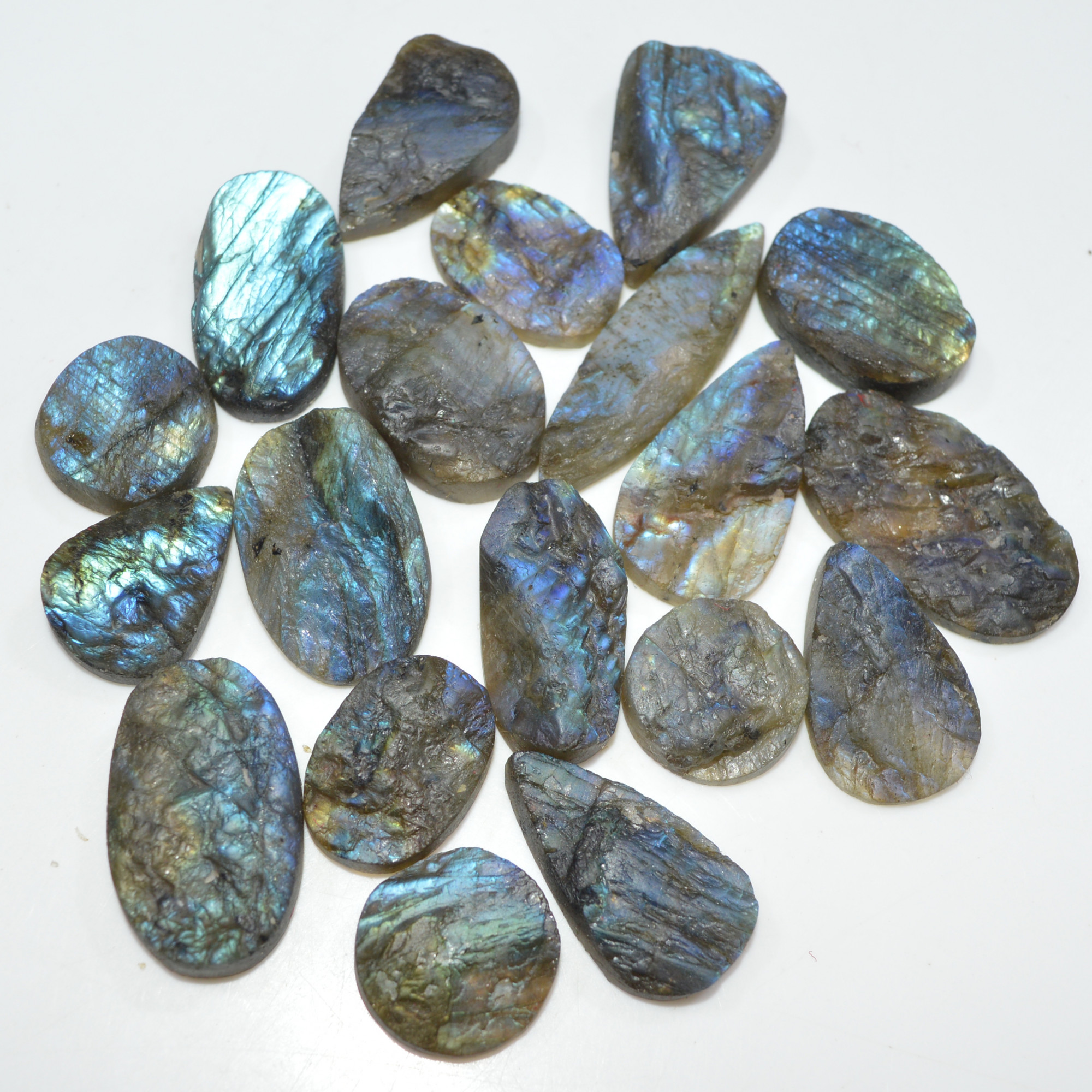 19 Pcs 425 Cts Natural Labradorite Druzy Loose Gemstone Lot Jewelry Making Semi-Precious Gemstone 39x10 15x15mm 17008