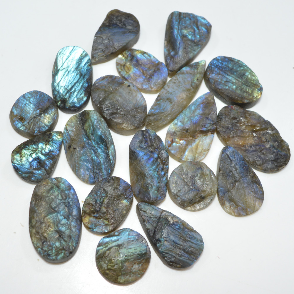 Image of 19 Pcs 425 Cts Natural Labradorite Druzy Loose Gemstone Lot Jewelry Making Semi-Precious Gemstone 39x10 15x15mm #17008