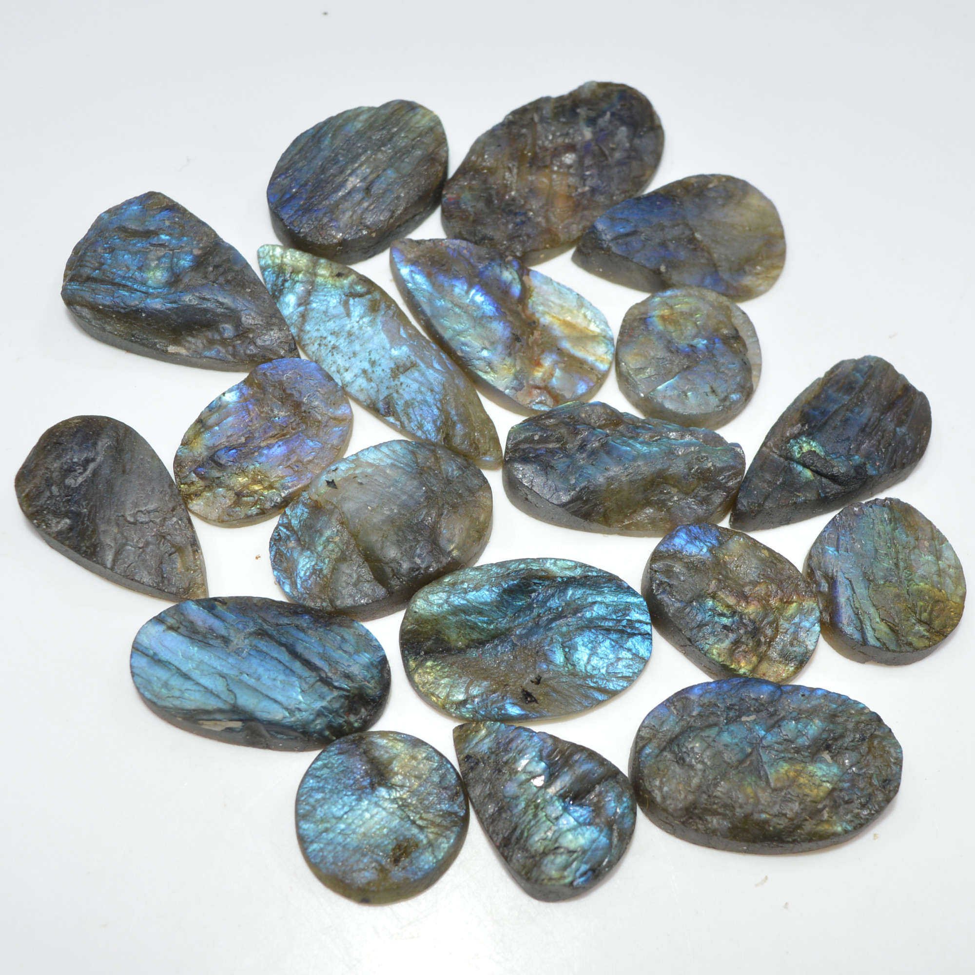 19 Pcs 425 Cts Natural Labradorite Druzy Loose Gemstone Lot Jewelry Making Semi-Precious Gemstone 39x10 15x15mm 17008