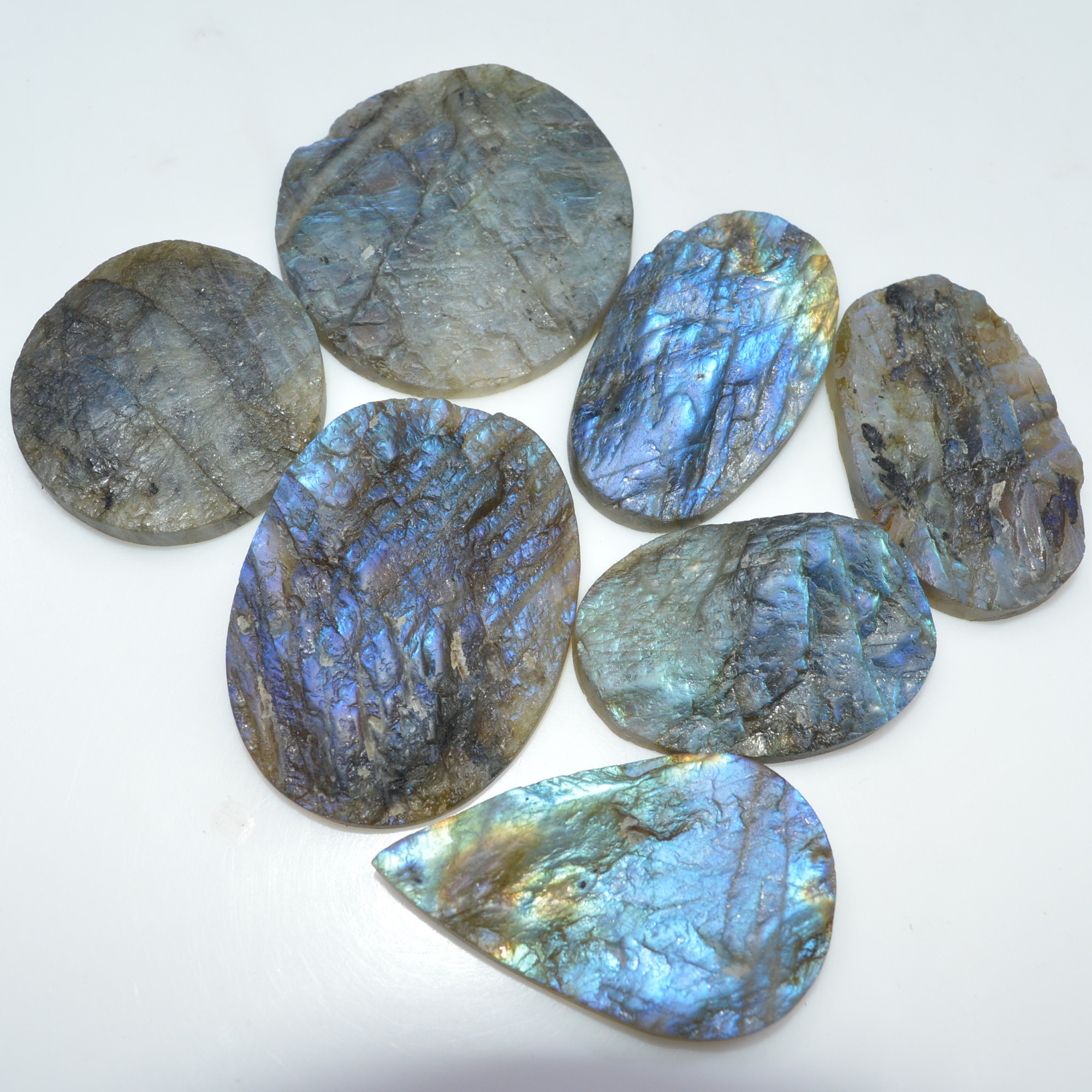 7 Pcs 572 Cts Natural Labradorite Druzy Loose Gemstone Lot Jewelry Making Semi-Precious Gemstone 45x34 33x33mm 17009