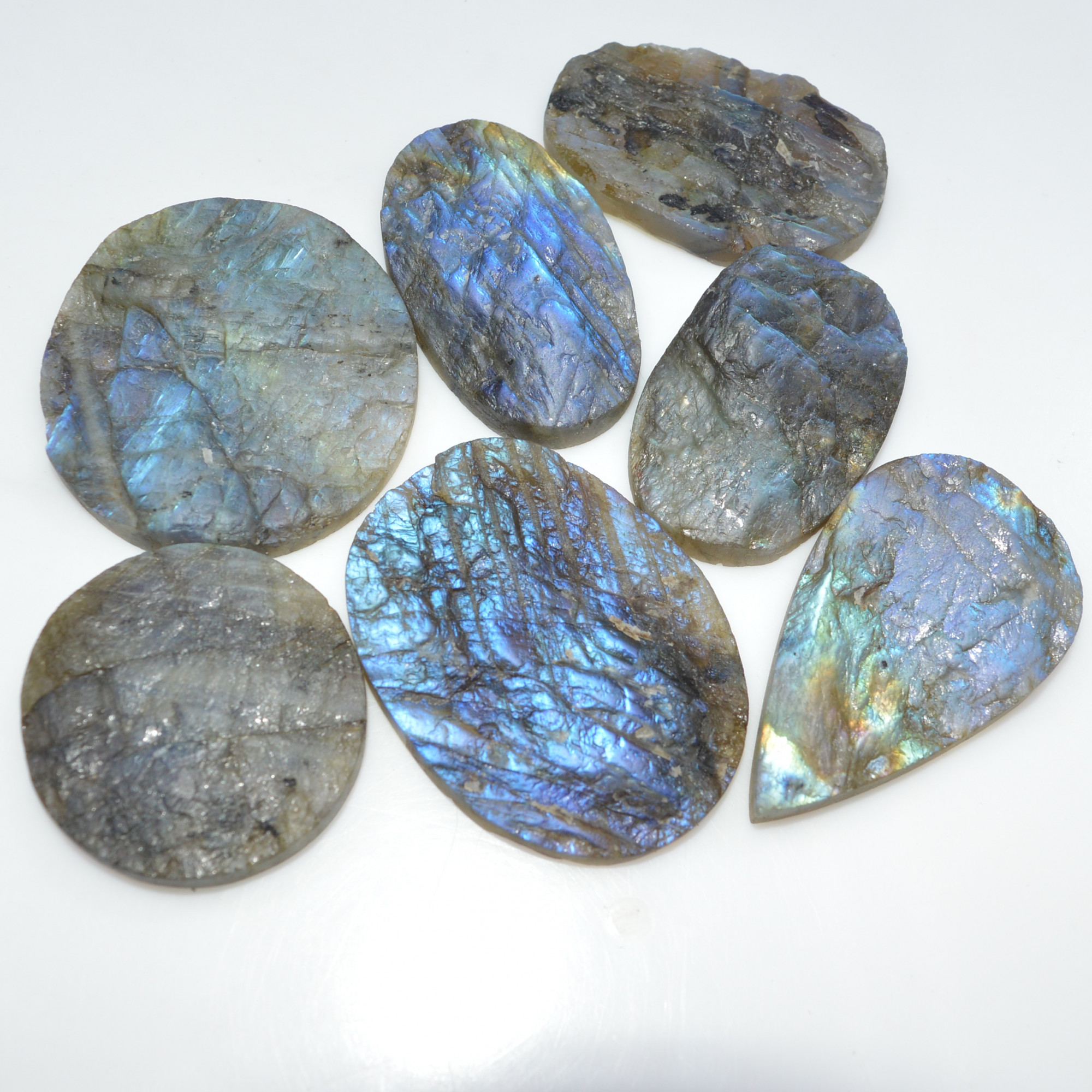7 Pcs 572 Cts Natural Labradorite Druzy Loose Gemstone Lot Jewelry Making Semi-Precious Gemstone 45x34 33x33mm 17009