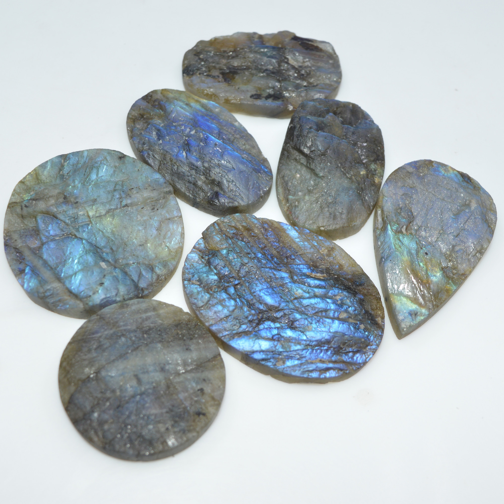 7 Pcs 572 Cts Natural Labradorite Druzy Loose Gemstone Lot Jewelry Making Semi-Precious Gemstone 45x34 33x33mm 17009