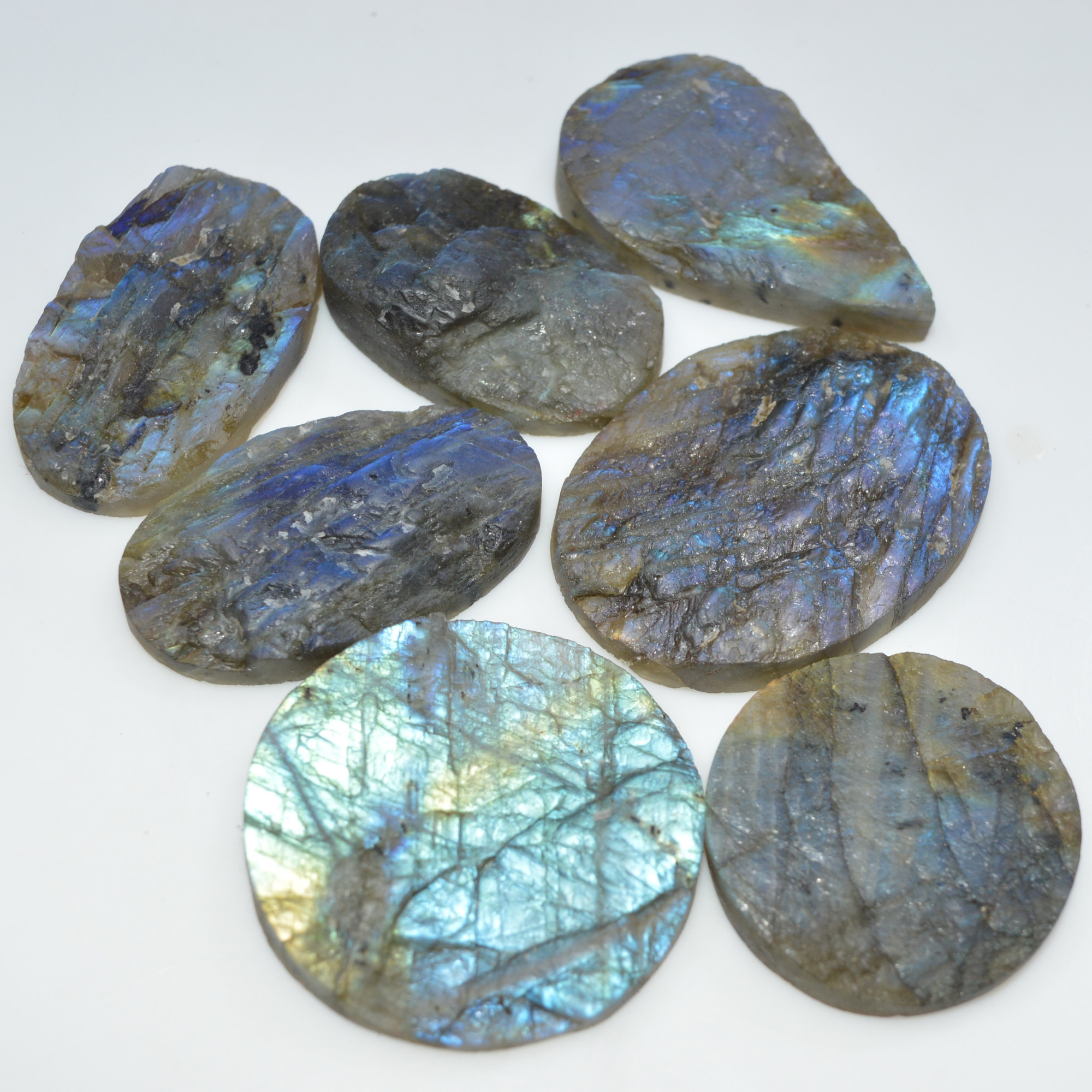 7 Pcs 572 Cts Natural Labradorite Druzy Loose Gemstone Lot Jewelry Making Semi-Precious Gemstone 45x34 33x33mm 17009