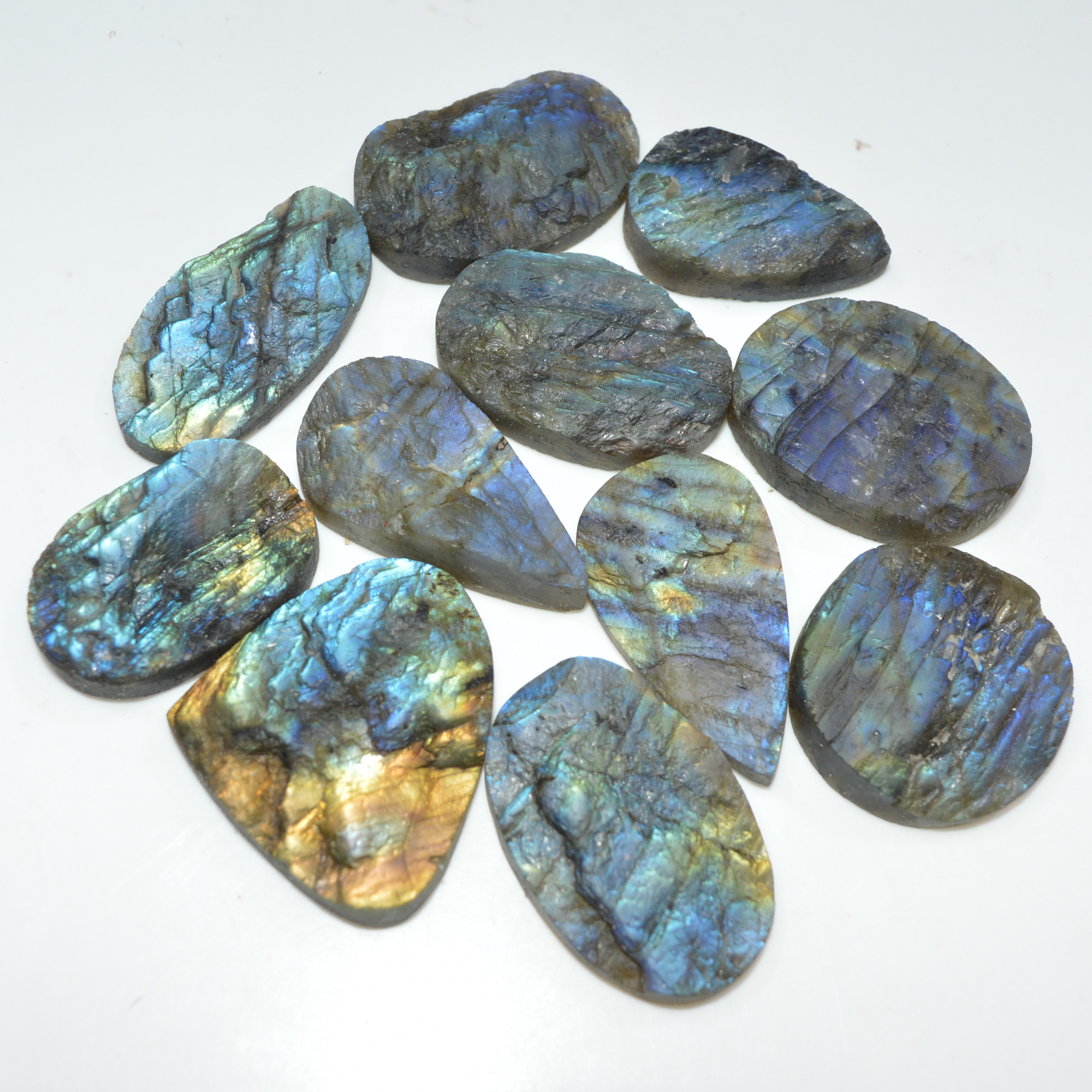 11 Pcs 494 Cts Natural Labradorite Druzy Loose Gemstone Lot Jewelry Making Semi-Precious Gemstone 34x19 25x25mm 17010