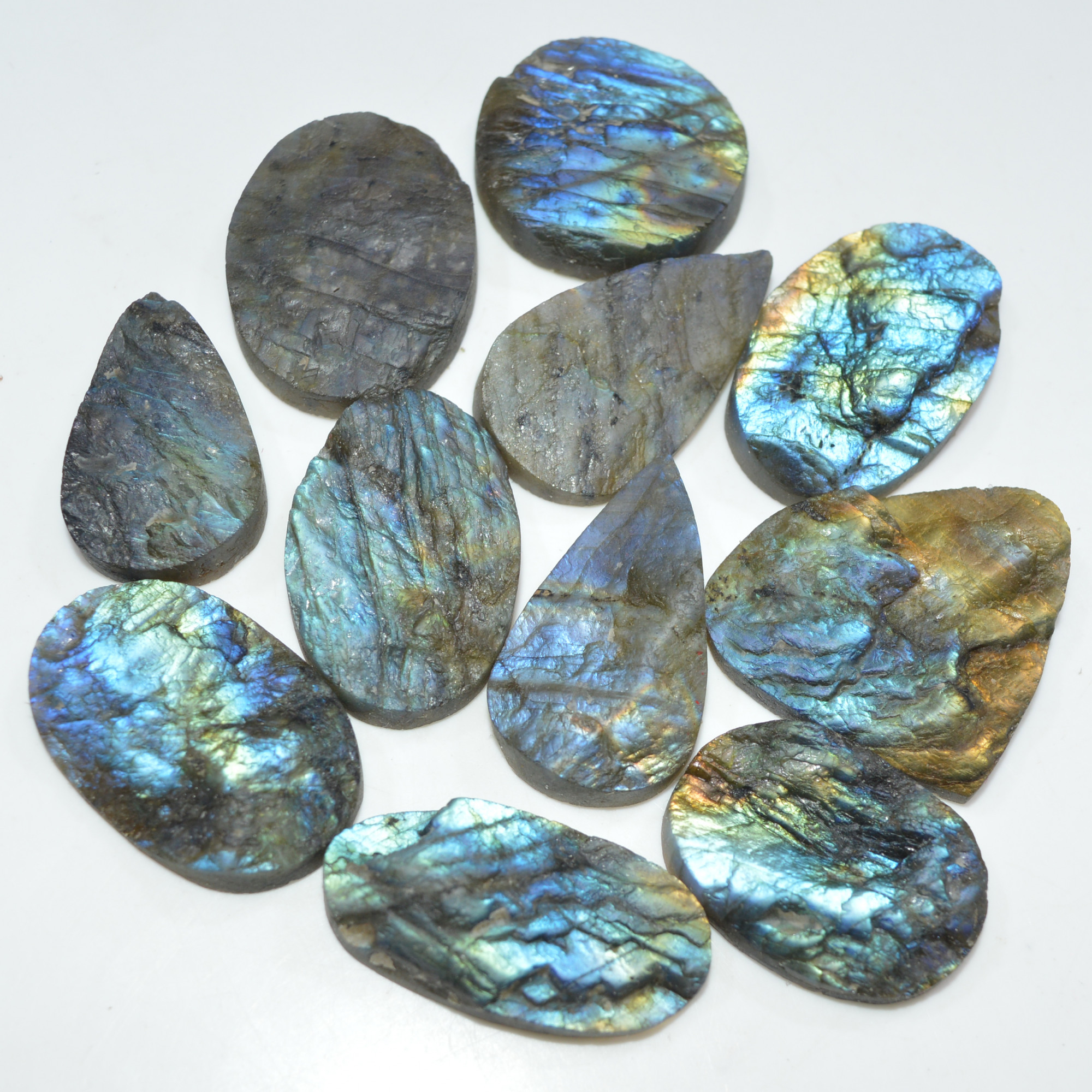 11 Pcs 494 Cts Natural Labradorite Druzy Loose Gemstone Lot Jewelry Making Semi-Precious Gemstone 34x19 25x25mm 17010
