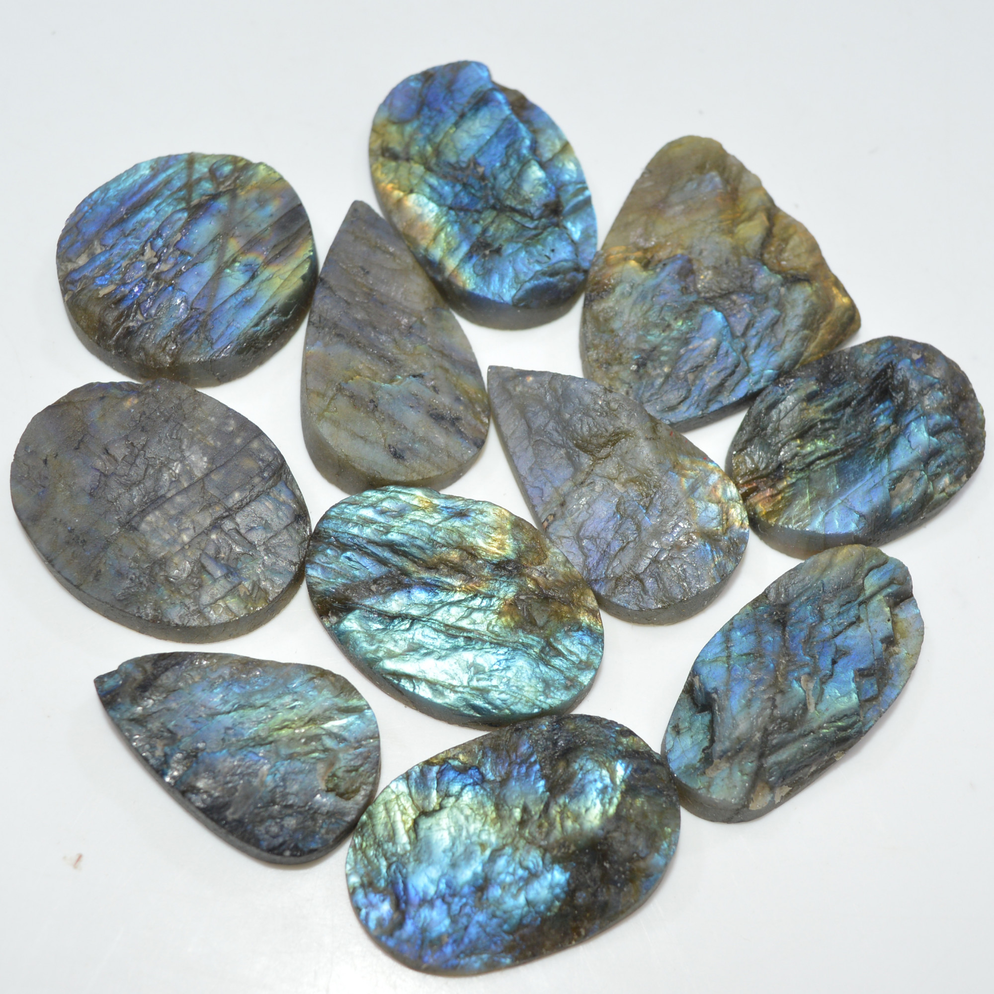11 Pcs 494 Cts Natural Labradorite Druzy Loose Gemstone Lot Jewelry Making Semi-Precious Gemstone 34x19 25x25mm 17010