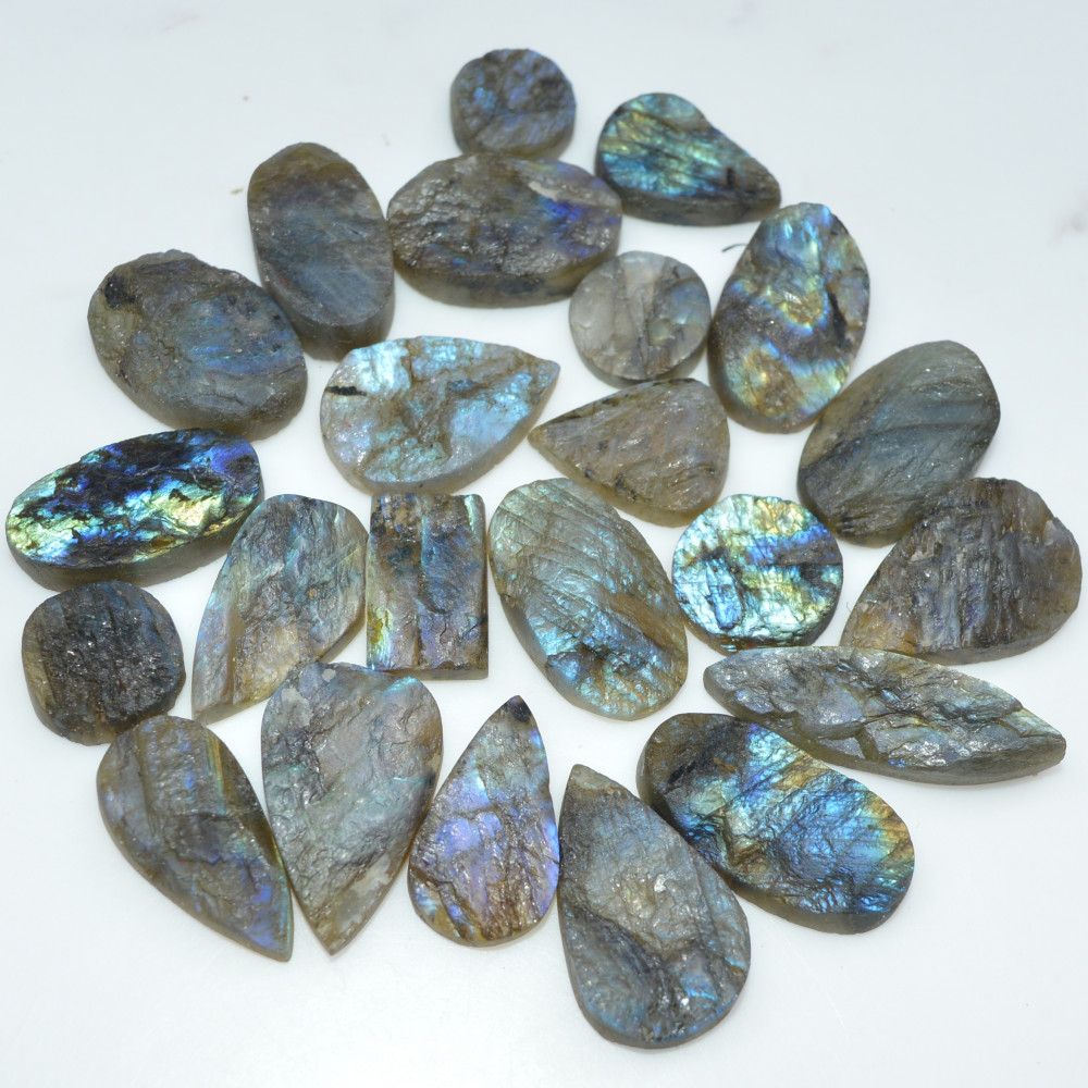 Image of 23 Pcs 280 Cts Natural Labradorite Druzy Loose Gemstone Lot Jewelry Making Semi-Precious Gemstone 30x8 10x10mm #17011