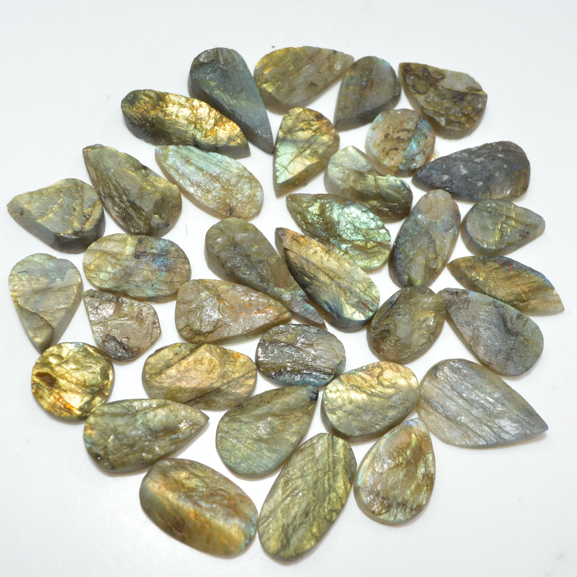34 Pcs 249 Cts Natural Labradorite Druzy Loose Gemstone Lot Jewelry Making Semi-Precious Gemstone 23x7 10x9mm 17012