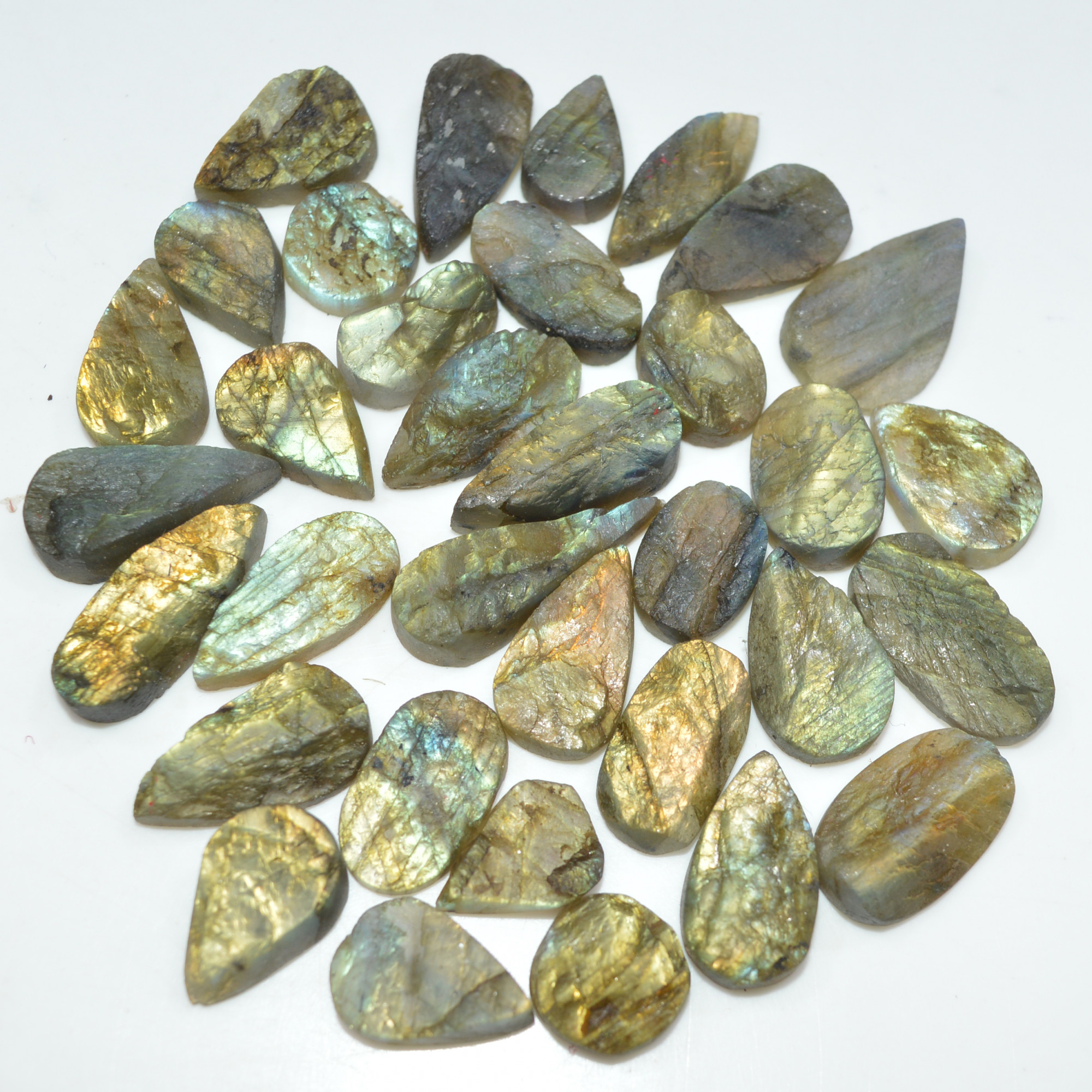 34 Pcs 249 Cts Natural Labradorite Druzy Loose Gemstone Lot Jewelry Making Semi-Precious Gemstone 23x7 10x9mm 17012