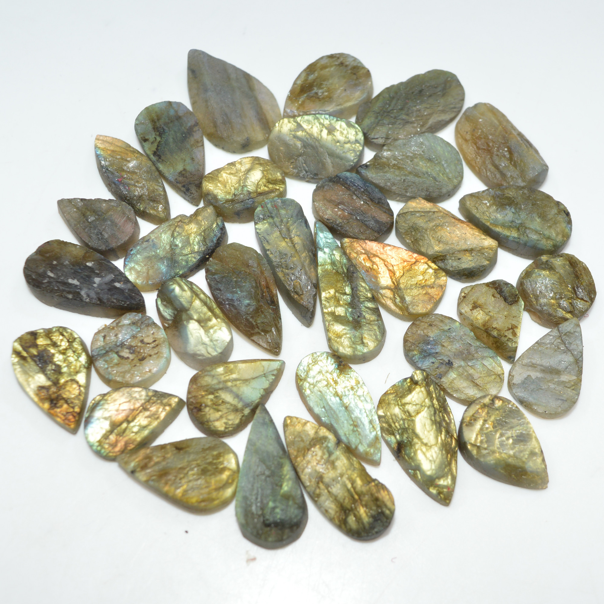34 Pcs 249 Cts Natural Labradorite Druzy Loose Gemstone Lot Jewelry Making Semi-Precious Gemstone 23x7 10x9mm 17012