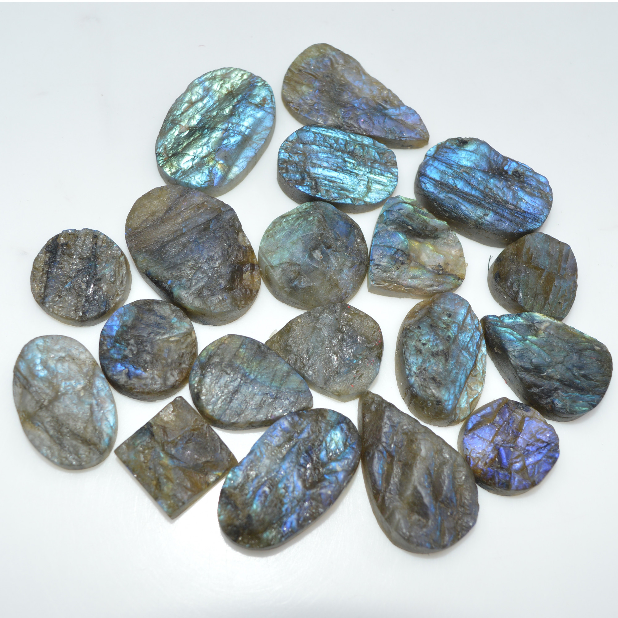 19 Pcs 412 Cts Natural Labradorite Druzy Loose Gemstone Lot Jewelry Making Semi-Precious Gemstone 30x15 15x15mm 17013