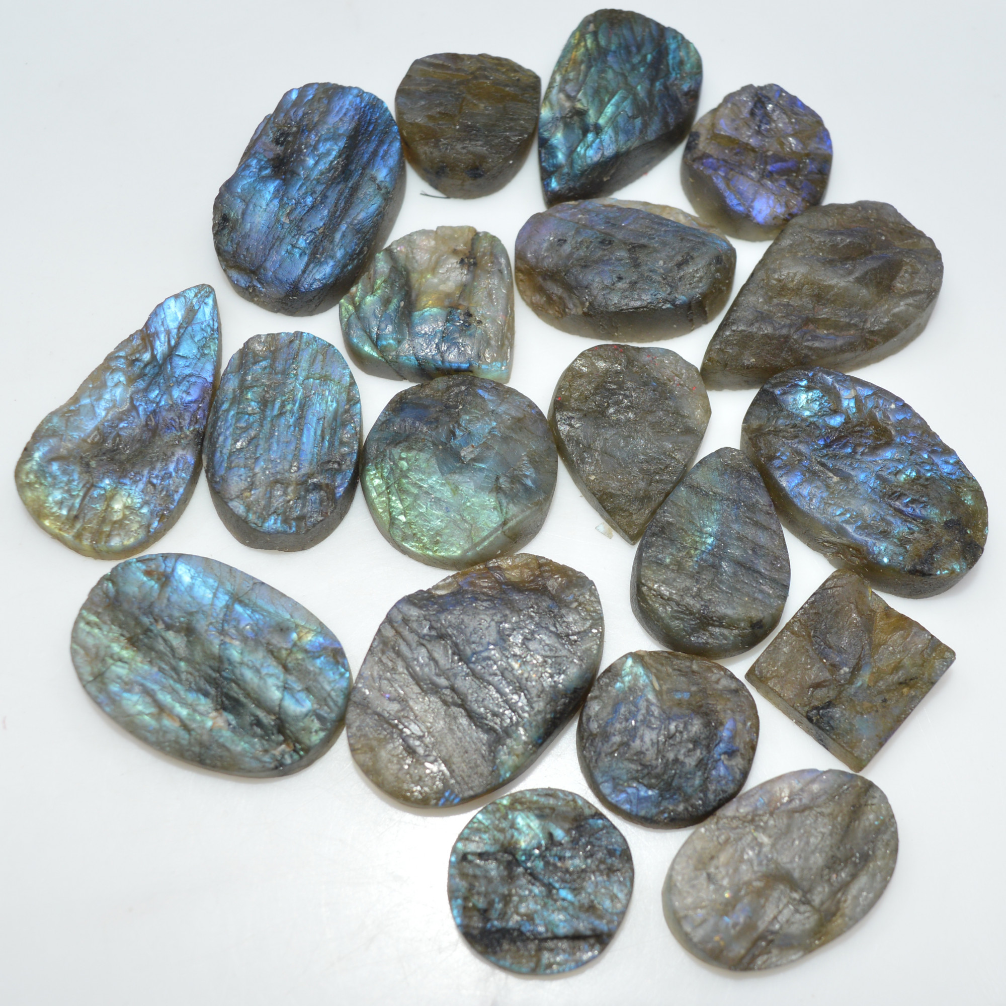 19 Pcs 412 Cts Natural Labradorite Druzy Loose Gemstone Lot Jewelry Making Semi-Precious Gemstone 30x15 15x15mm 17013