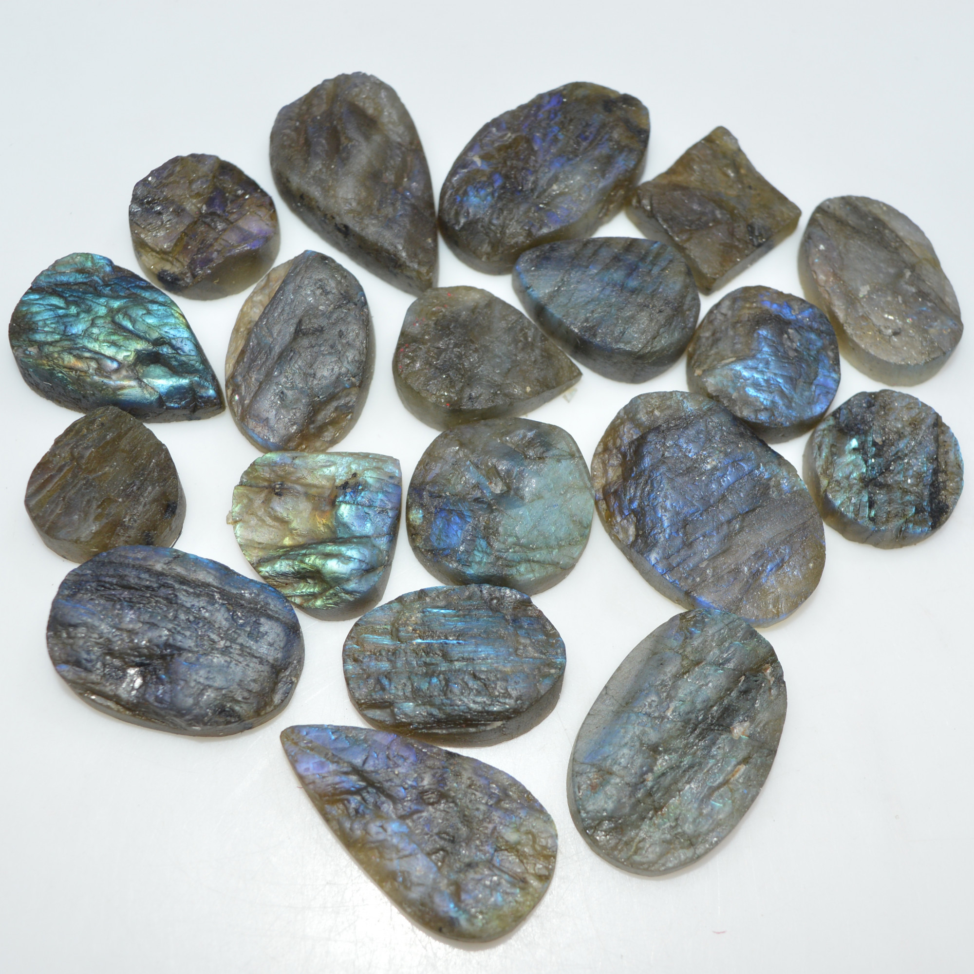 19 Pcs 412 Cts Natural Labradorite Druzy Loose Gemstone Lot Jewelry Making Semi-Precious Gemstone 30x15 15x15mm 17013