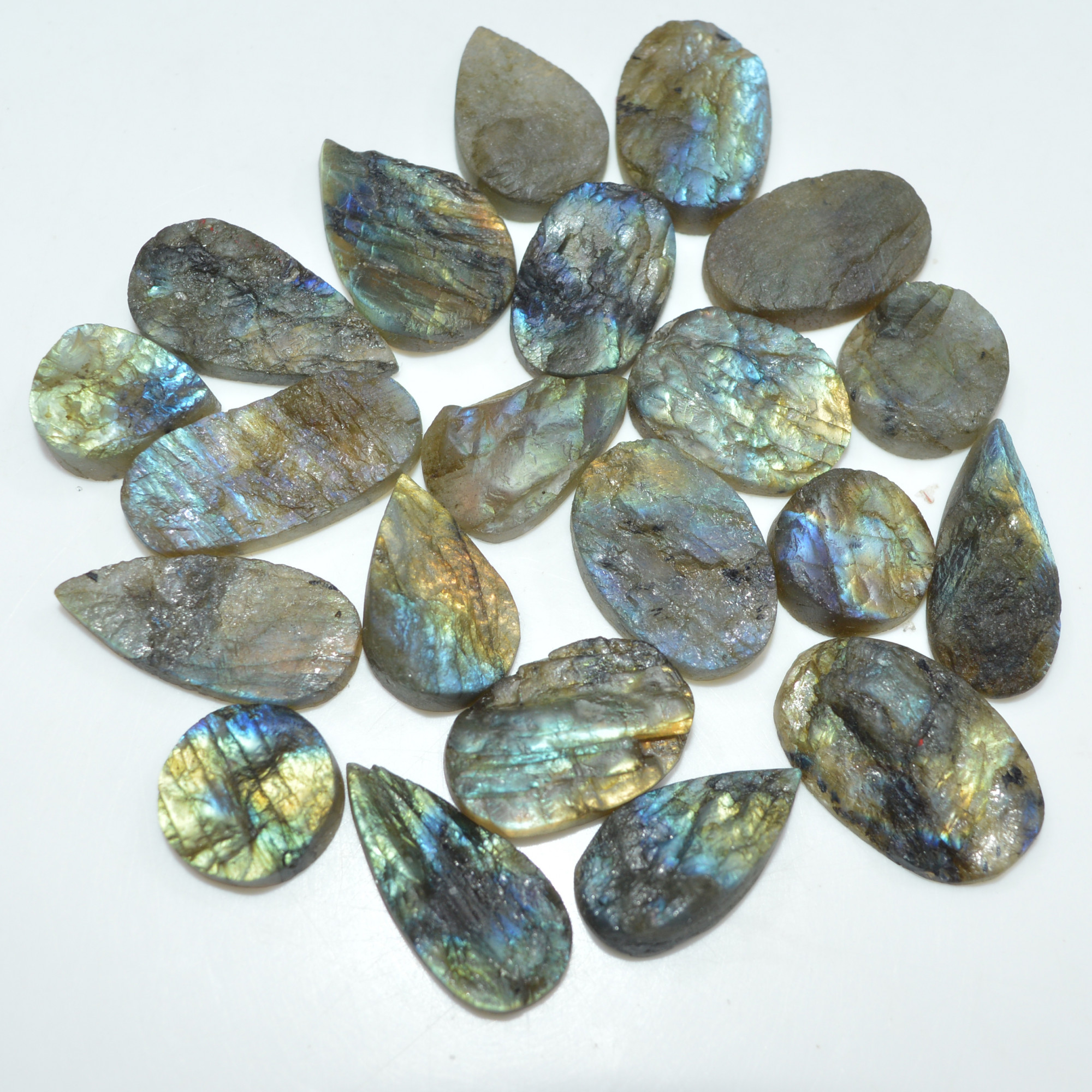 21 Pcs 248 Cts Natural Labradorite Druzy Loose Gemstone Lot Jewelry Making Semi-Precious Gemstone 24x10 11x11mm 17014