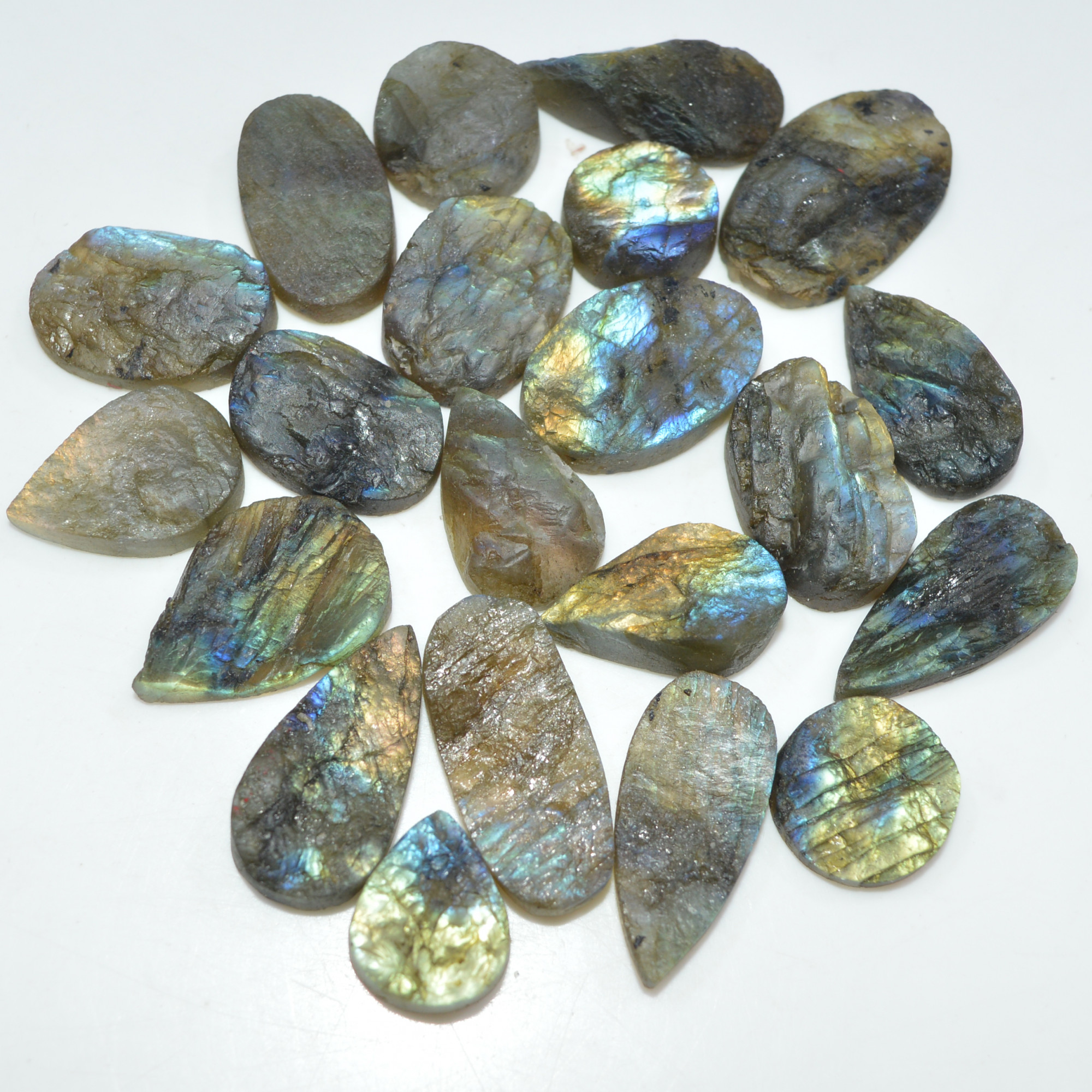 21 Pcs 248 Cts Natural Labradorite Druzy Loose Gemstone Lot Jewelry Making Semi-Precious Gemstone 24x10 11x11mm 17014