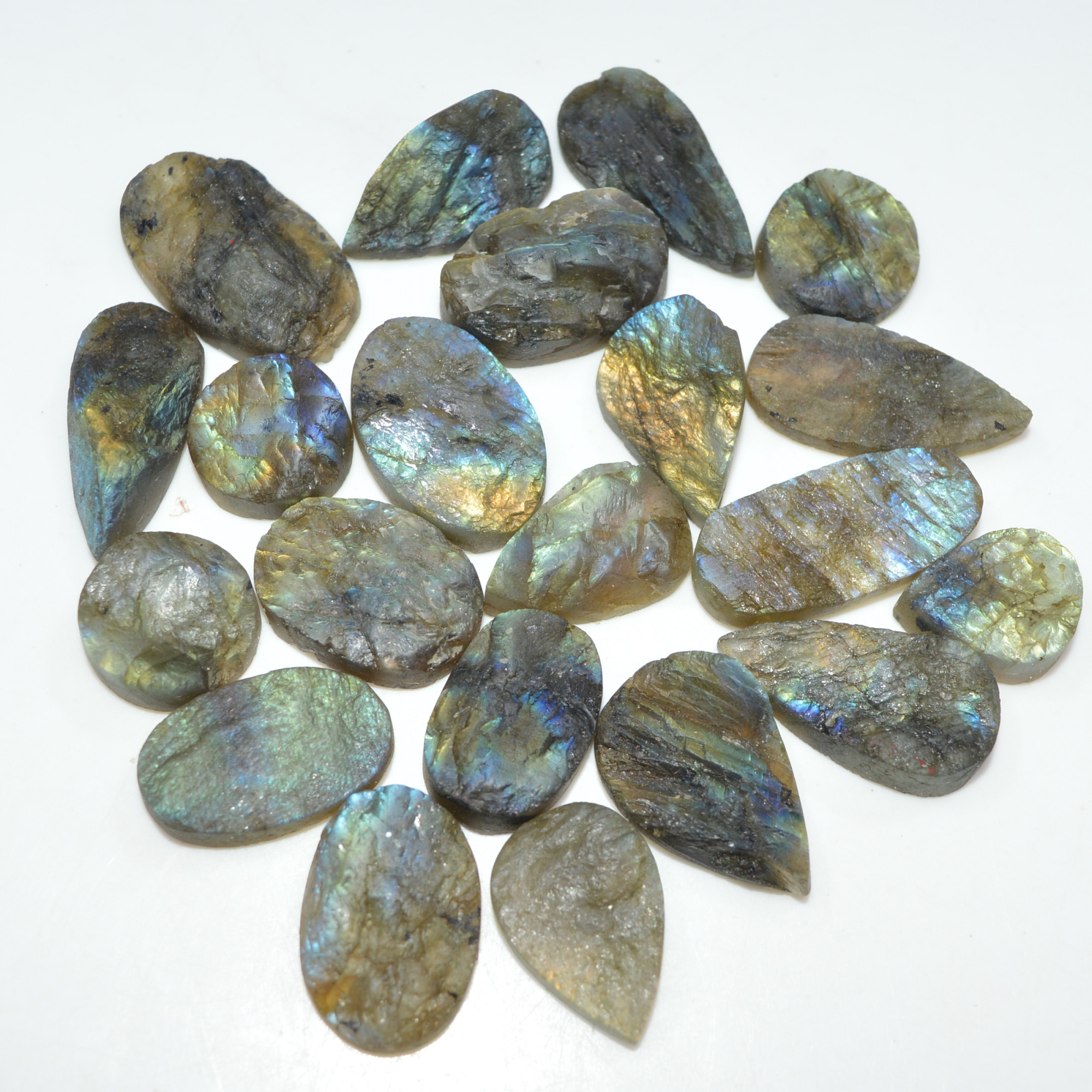 21 Pcs 248 Cts Natural Labradorite Druzy Loose Gemstone Lot Jewelry Making Semi-Precious Gemstone 24x10 11x11mm 17014