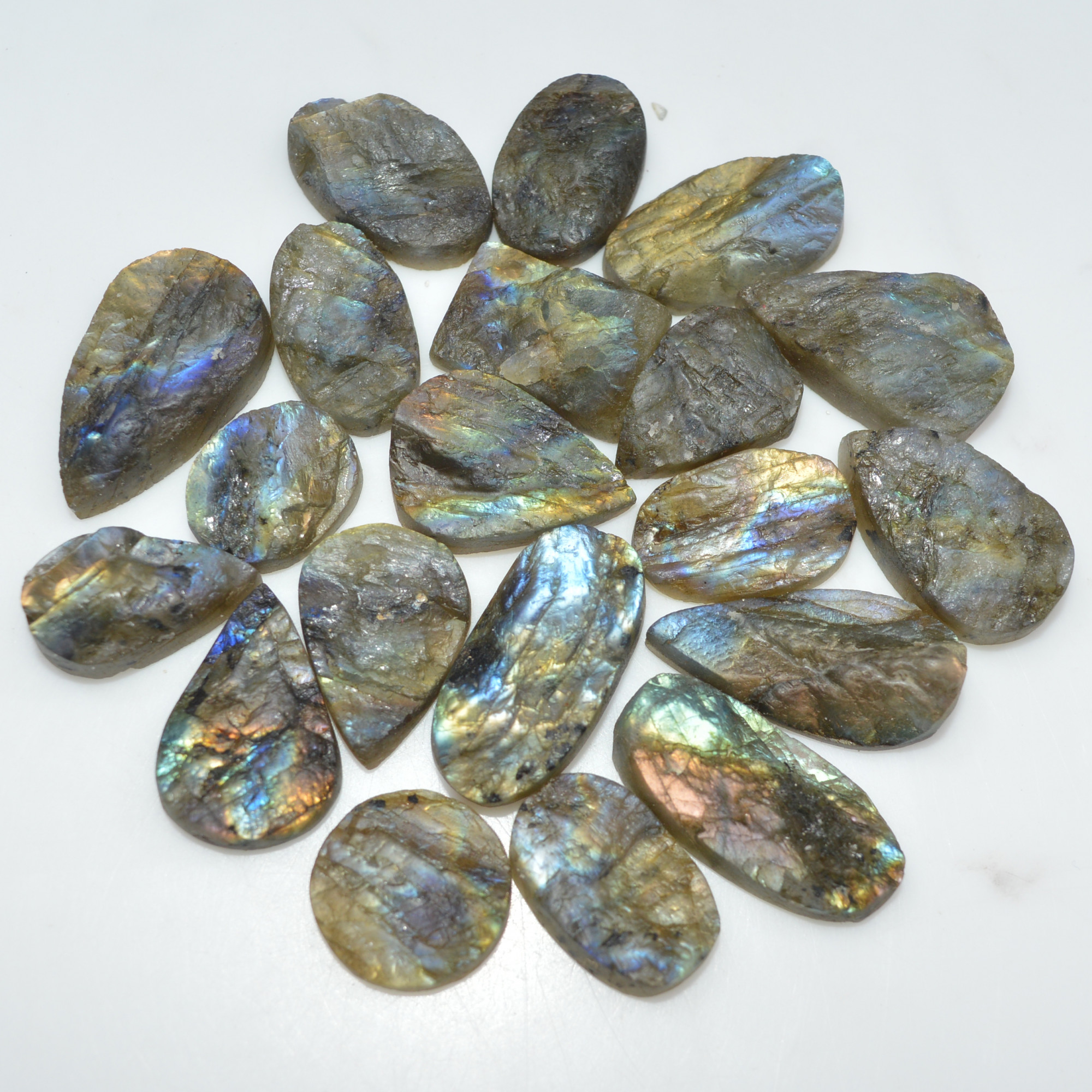 18 Pcs 270 Cts Natural Labradorite Druzy Gemstone Lot Jewelry Making Handmade Crystal Craft Supplies 24x10 14x10mm 17015