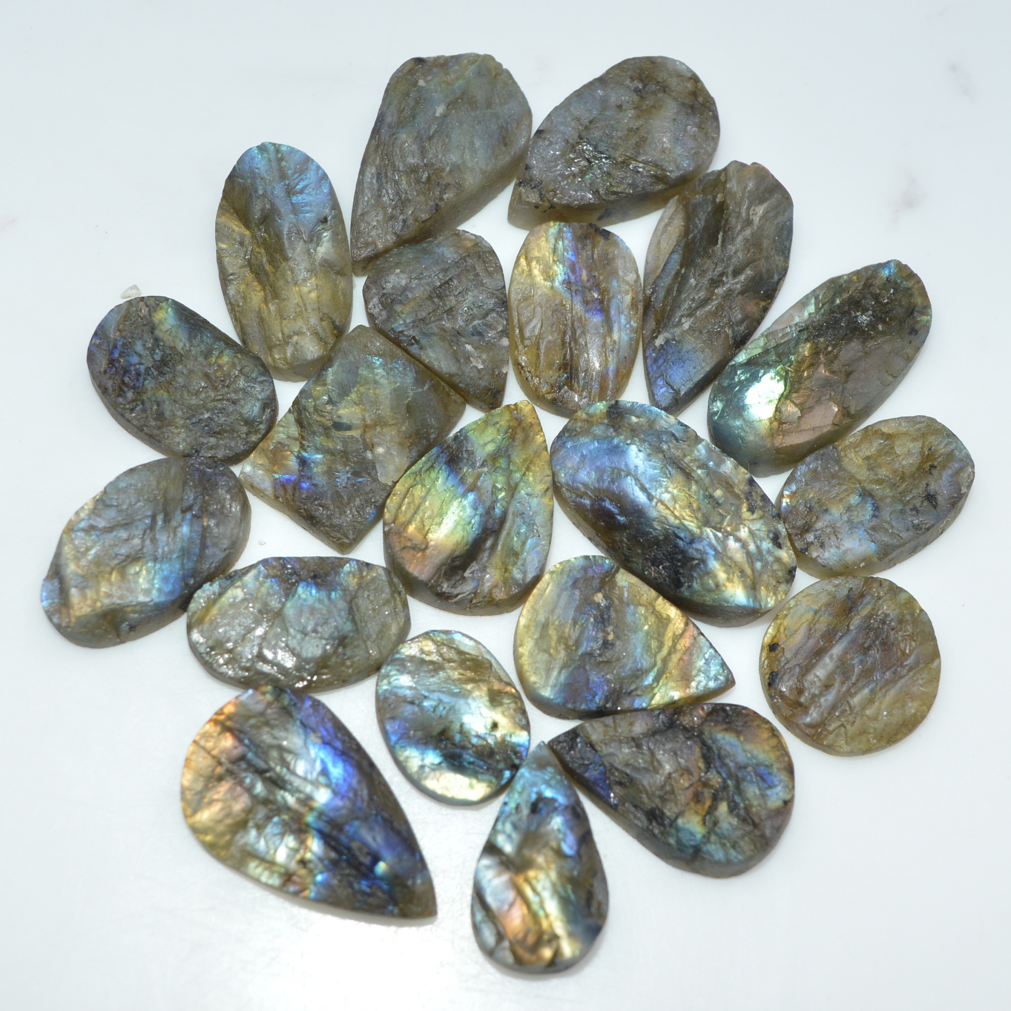 18 Pcs 270 Cts Natural Labradorite Druzy Gemstone Lot Jewelry Making Handmade Crystal Craft Supplies 24x10 14x10mm 17015