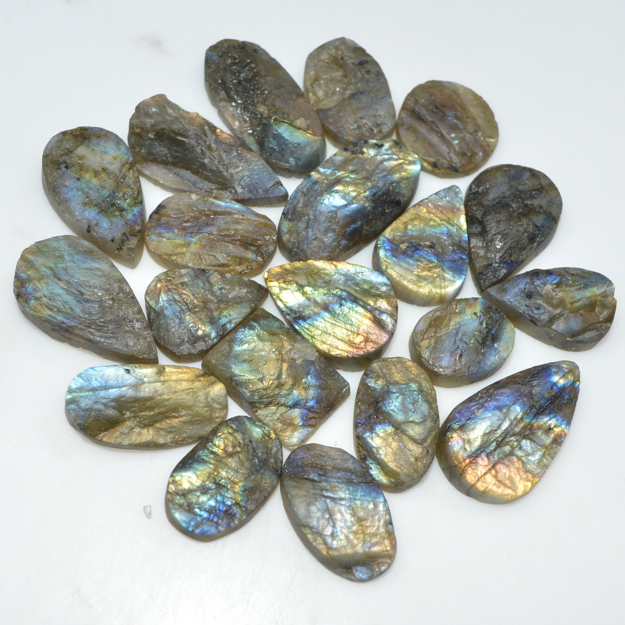 18 Pcs 270 Cts Natural Labradorite Druzy Gemstone Lot Jewelry Making Handmade Crystal Craft Supplies 24x10 14x10mm 17015