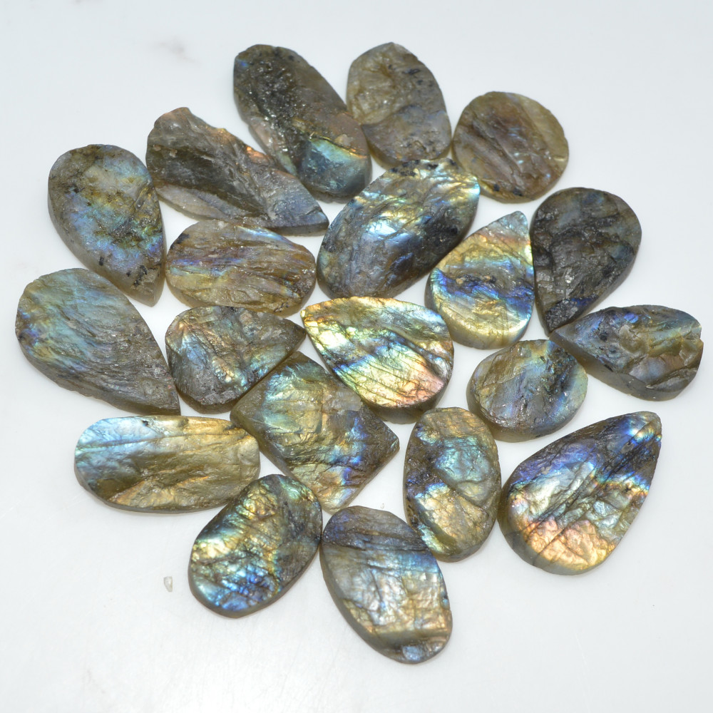 Image of 18 Pcs 270 Cts Natural Labradorite Druzy Gemstone Lot Jewelry Making Handmade Crystal Craft Supplies 24x10 14x10mm #17015