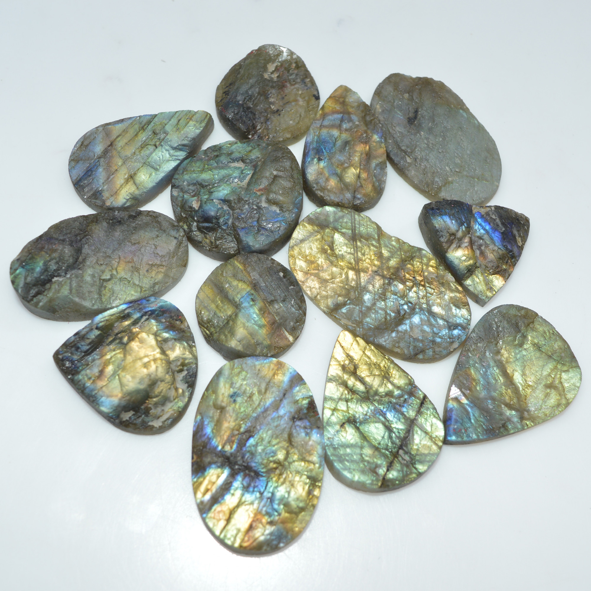 13 Pcs 415 Cts Natural Labradorite Druzy Gemstone Lot Jewelry Making Handmade Crystal Craft Supplies 35x20 19x19mm 17017