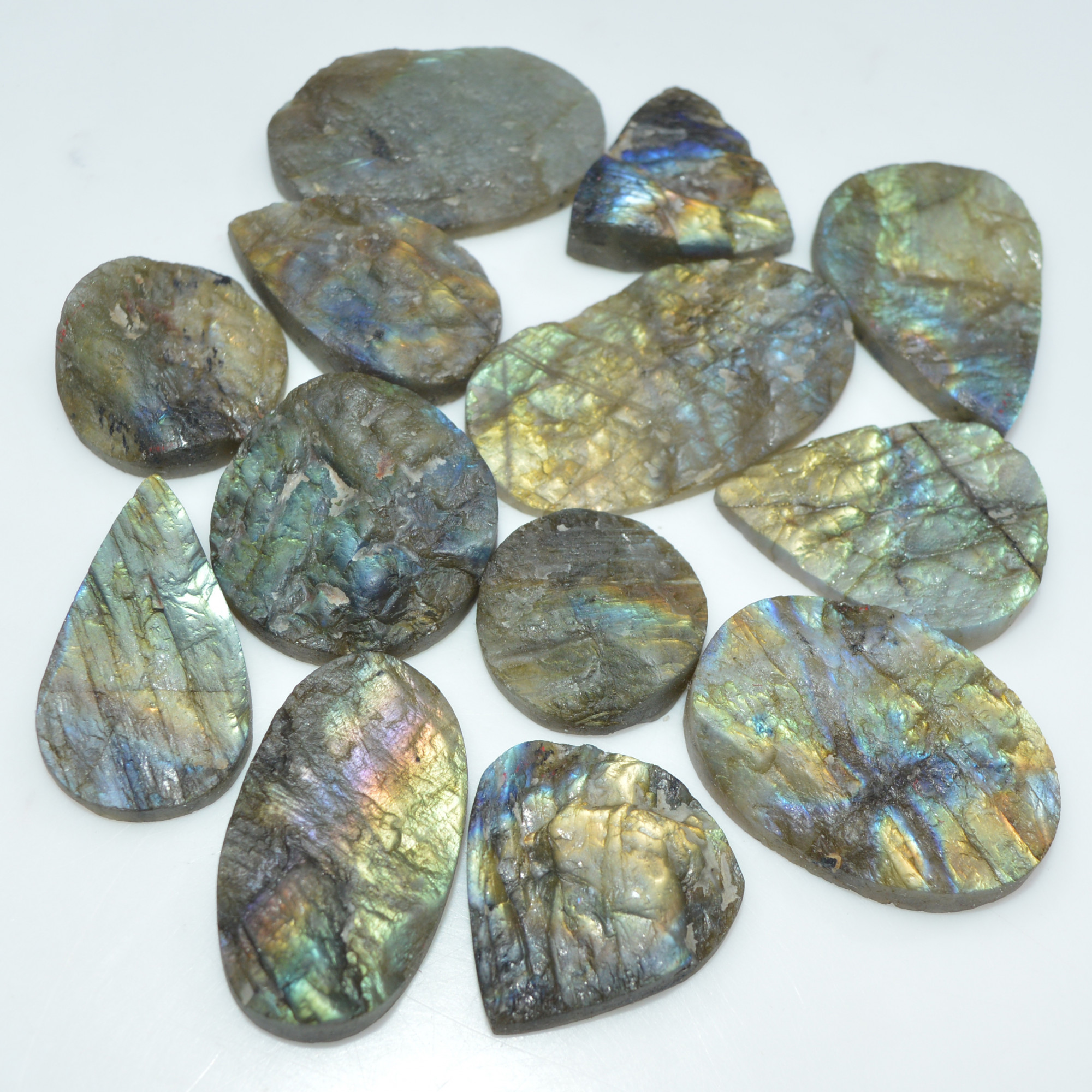13 Pcs 415 Cts Natural Labradorite Druzy Gemstone Lot Jewelry Making Handmade Crystal Craft Supplies 35x20 19x19mm 17017