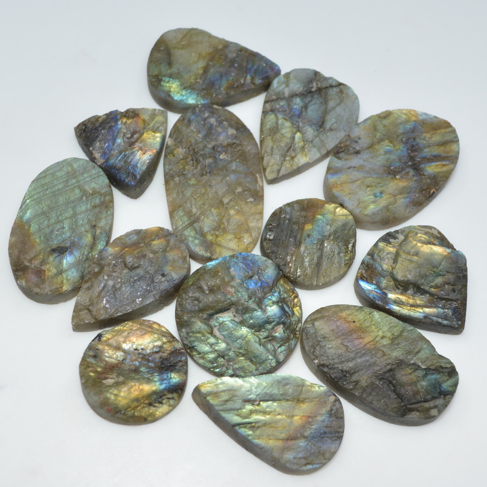 Image of 13 Pcs 415 Cts Natural Labradorite Druzy Gemstone Lot Jewelry Making Handmade Crystal Craft Supplies 35x20 19x19mm #17017